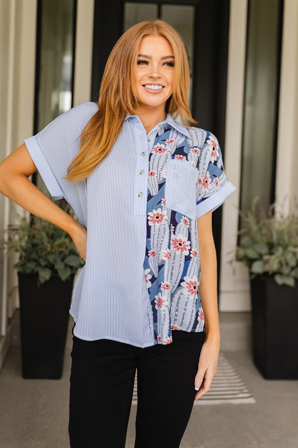 Best of Both Worlds Button Down Top for Women - Stylish & Comfortable Casual Shirt for Work & Everyday Wear | Perfect for Office, Outings & Date Nights