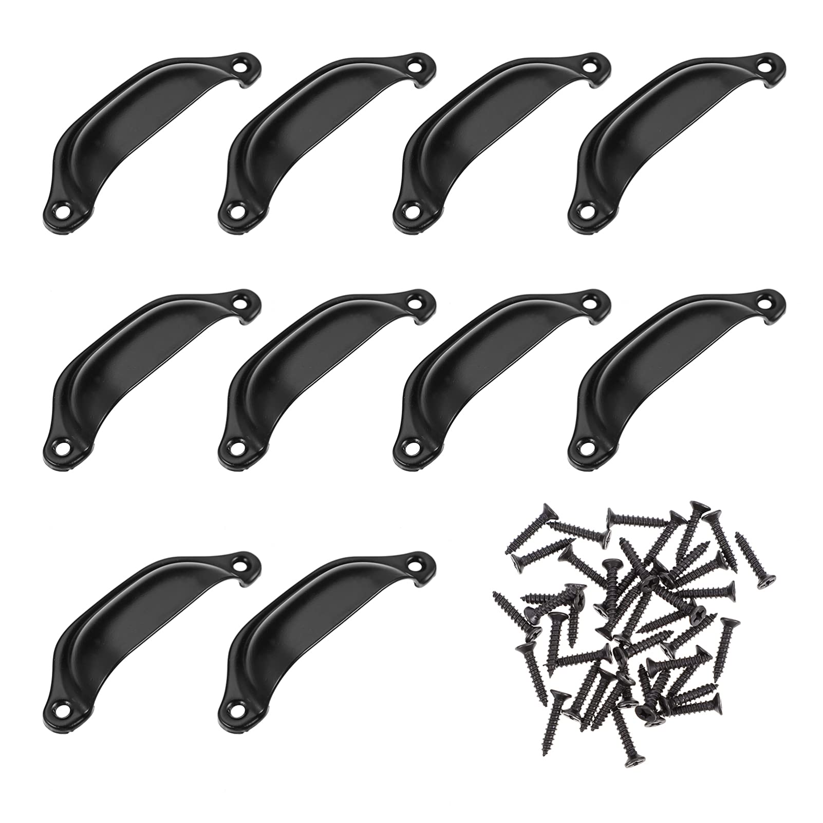 DOITOOL 16-Piece Vintage Cabinet Handles - Black Retro Drawer Pulls with Shell Design in Brass & Iron - Perfect for Kitchen Cabinets, Dressers, and Furniture Upgrades