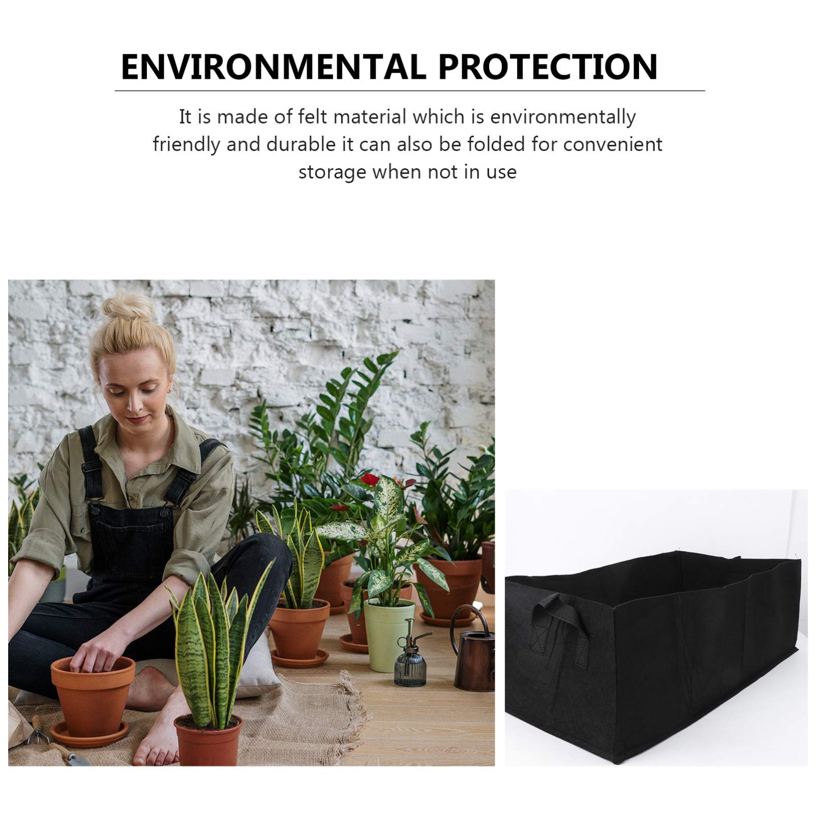 Happyyami 2-Pack 1 Gallon Rectangular Plant Grow Bags with Handles - Durable Fabric Pots for Vegetables, Herbs & Flowers - Ideal for Indoor/Outdoor Gardening, Balcony & Patio Planting