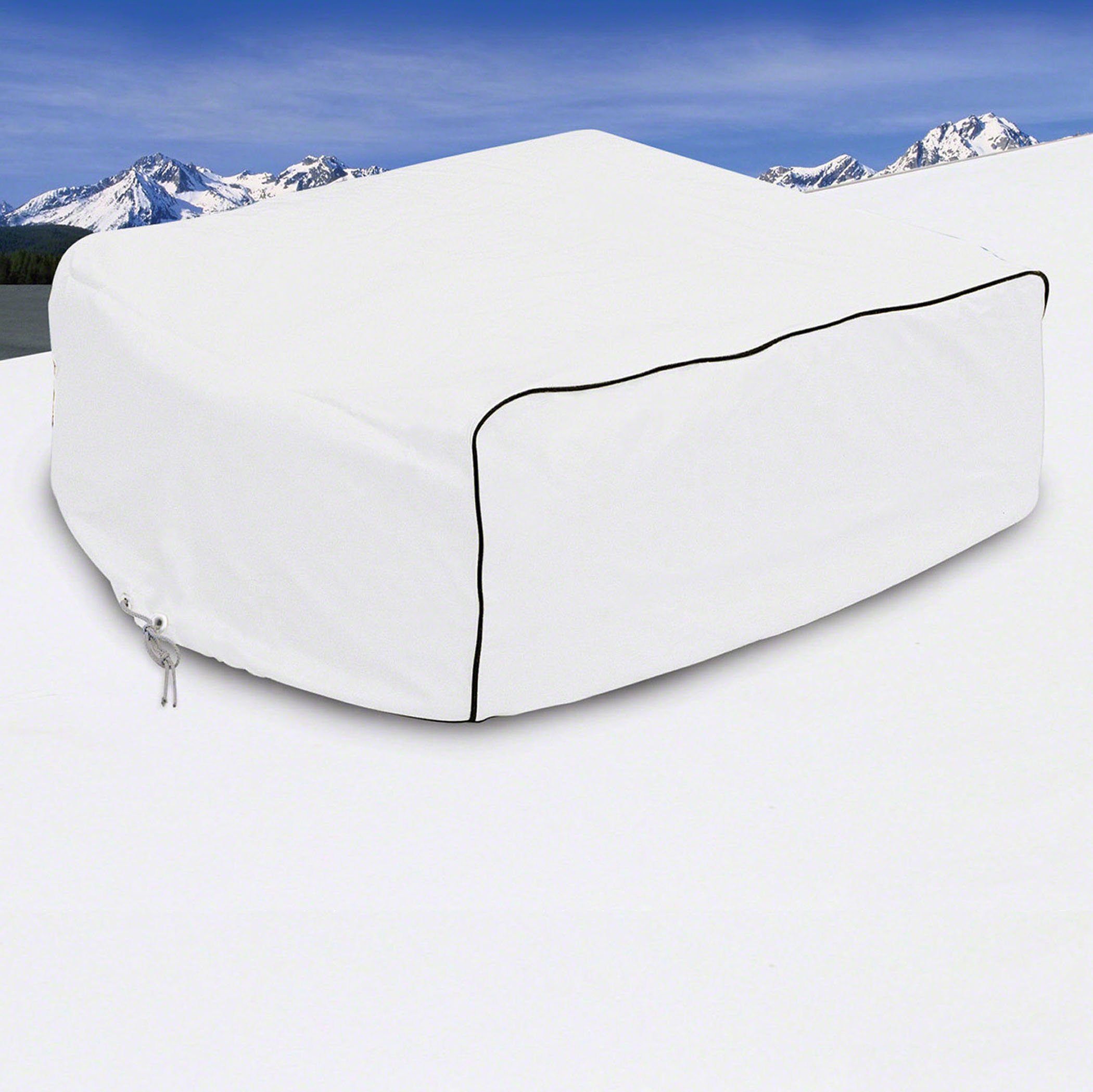 Classic Accessories Over Drive RV Air Conditioner Cover - Heavy-Duty White Vinyl Cover for Duo-Therm Brisk Air & Quick Cool AC Units | Weatherproof Protection with Draw Cord Hem | Easy to Clean | Perfect for RV Camping & Outdoor Travel