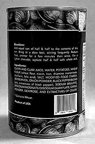 Premium Black Pearl New England Clam Chowder Condensed Soup - 15oz (3-Pack) | Authentic Seafood Flavor for Quick Meals, Camping & Emergency Food Supply