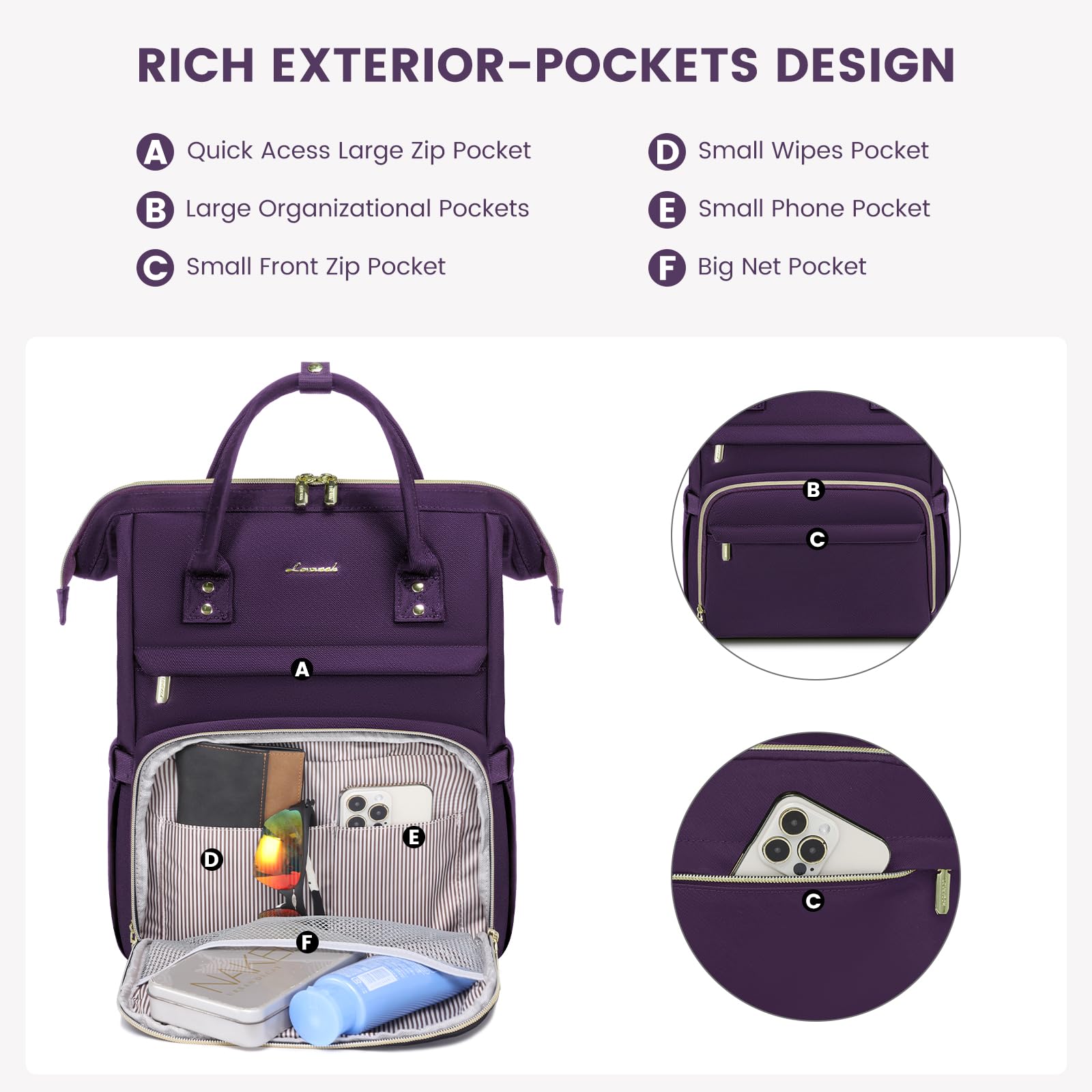LOVEVOOK Women's 17 Inch Laptop Backpack - Waterproof Work & Travel Backpack for Teachers, Nurses, Commuters & College Students | Perfect for Office, School, Daily Commute & Business Trips