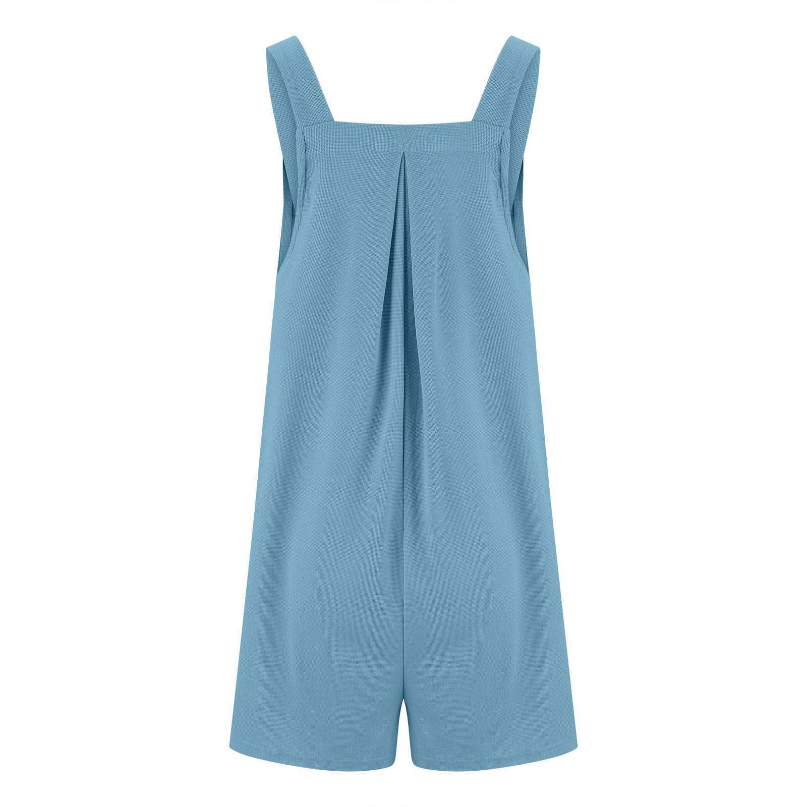 Firzero Women's Summer Rompers 2024 - Sleeveless Waffle Jumpsuit with Button Straps | Casual & Dressy Shorts Overalls for Beach, Vacation & Outdoor Activities