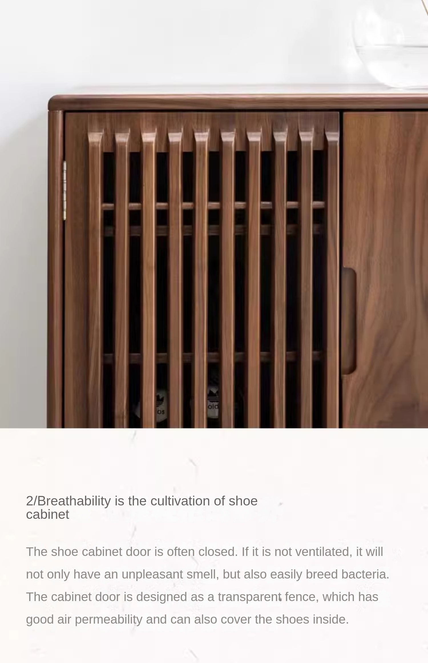 Black Walnut and Ash Wood 2-Door Shoe Cabinet for Entryway - Stylish Shoe Storage Organizer for Hallway, Mudroom, or Apartment Entrance