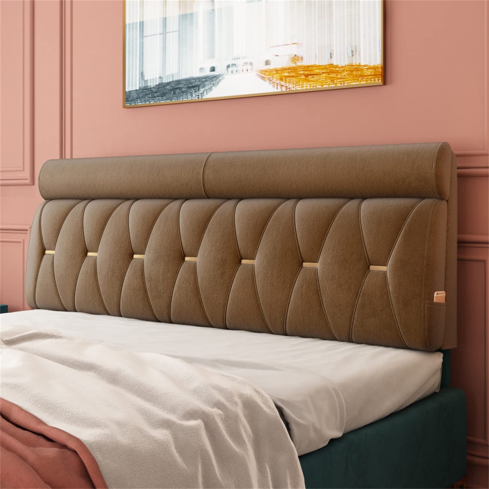 Ergonomic Headboard Cushion Wedge - Soft Thickened Back Support Pillow with Removable Cover - Perfect for Day Beds, Bunk Beds & Headboard-Free Beds (59