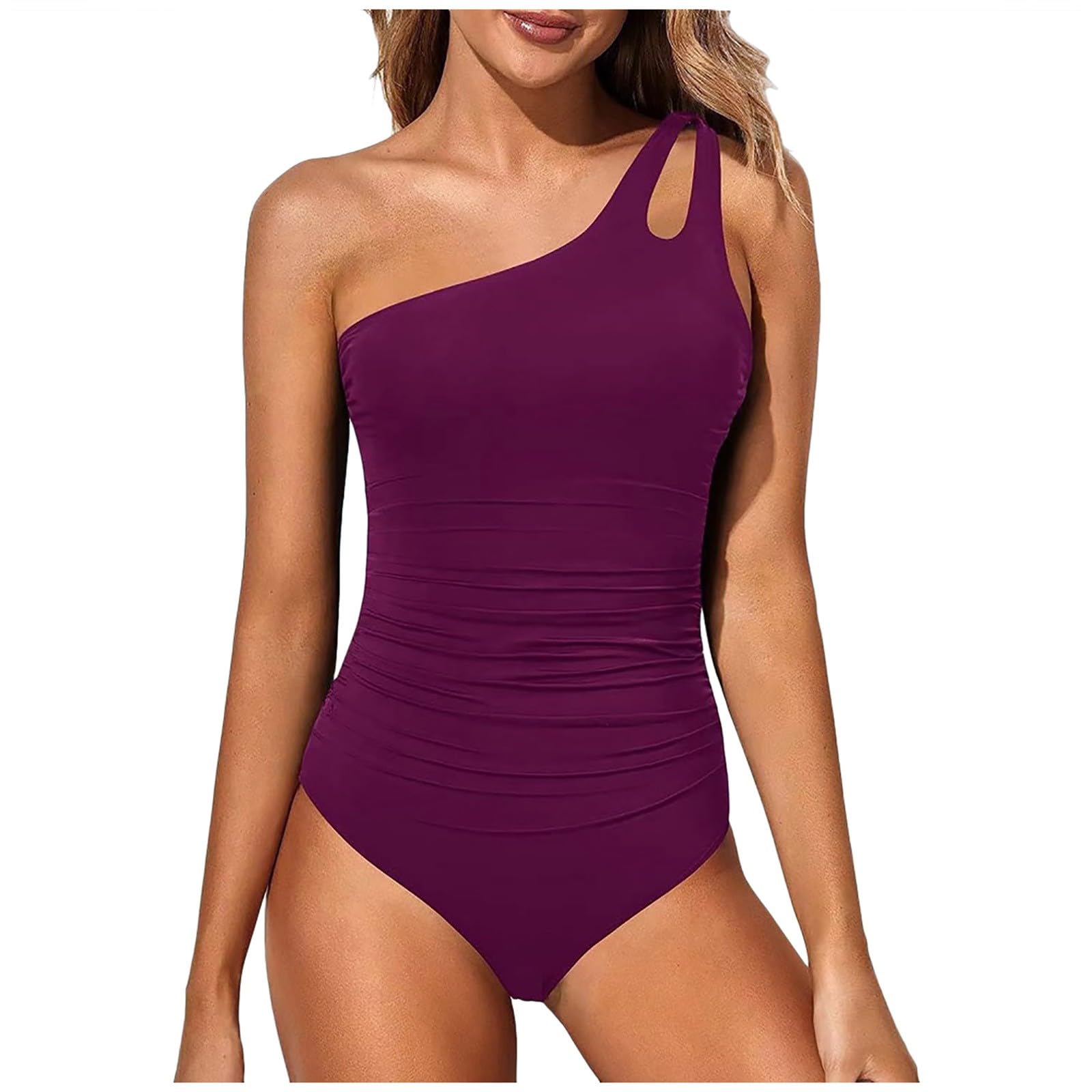 Women's One Shoulder Tummy Control One Piece Swimsuit - Elegant Modest Bathing Suit for Beach & Pool Wear | Perfect for Vacation, Swimming, and Summer Outings