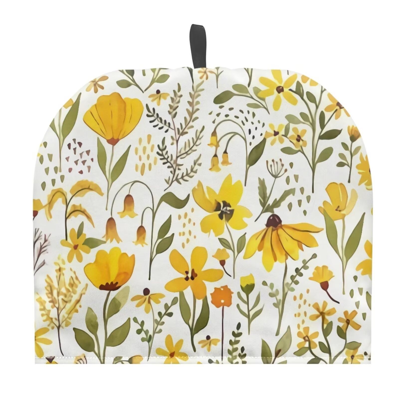 Insulated Teapot Cozy - Quilted Tea Kettle Cover for Keeping Warm & Dust Proof - Yellow Floral Design - Perfect for Home Kitchen, Tea Parties & Decorative Accessories