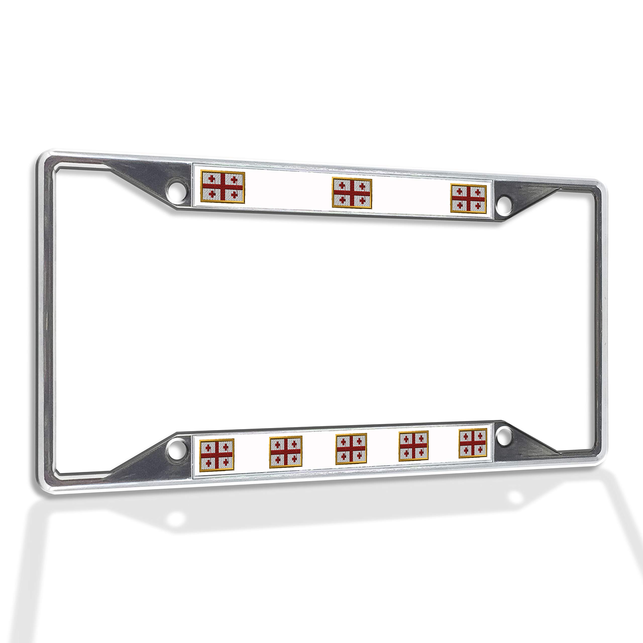 Georgia License Plate Frame - Heavy Duty Metal Insert, Weatherproof & Rust-Resistant Chrome Car Accessories with 4 Hole Design | Perfect for Cars, Trucks & SUVs in All Weather Conditions