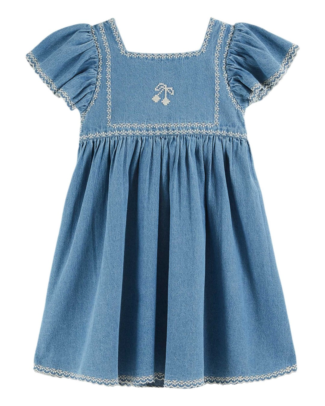 Embroidered Denim Light Dress for Women - Emile et Ida Floral Summer Dress - Perfect for Casual Outings, Beach Wear & Boho Style Fashion