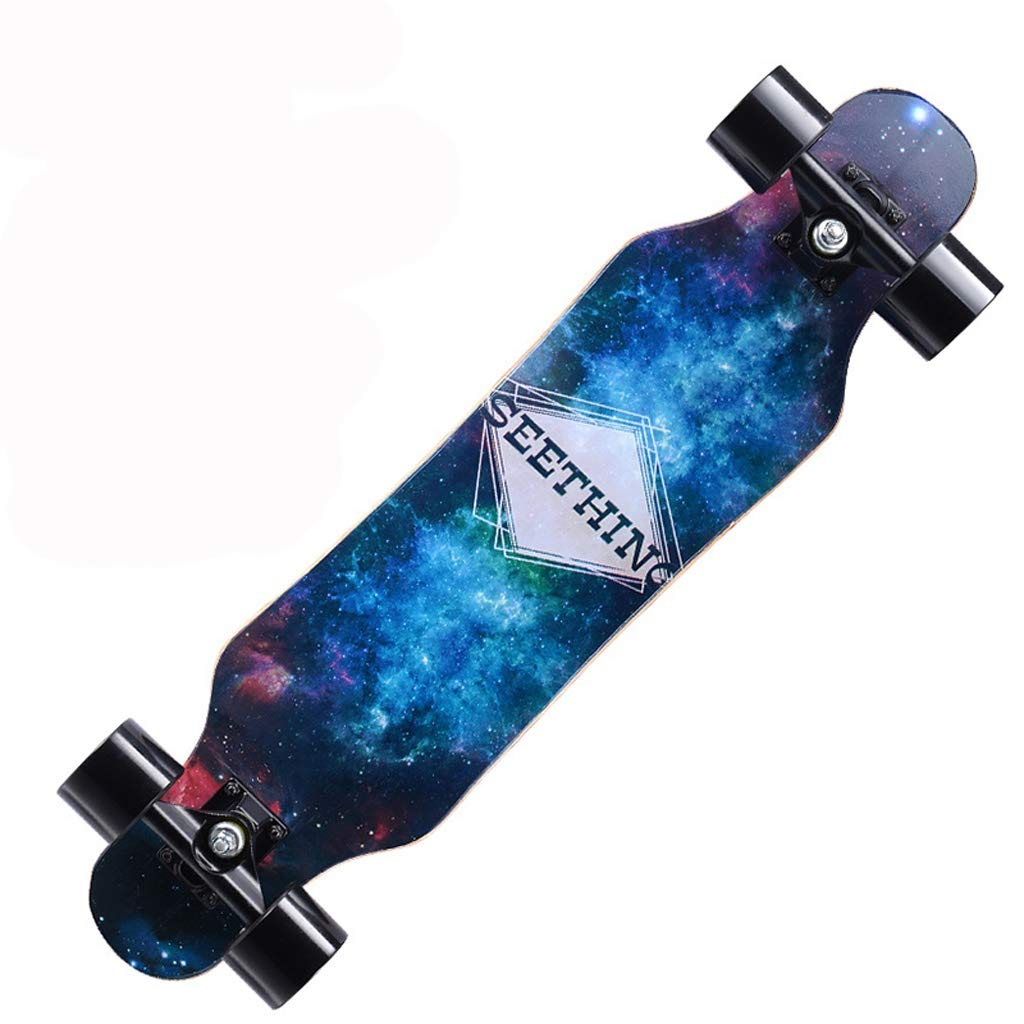 XUEYING Professional 4-Wheel Skateboard for Adults - Longboard & Shortboard Beginner Friendly - Brush Street Cruiser for Commuting & Tricks (Blue) - Perfect for Urban Riding, Campus Travel & Outdoor Adventures