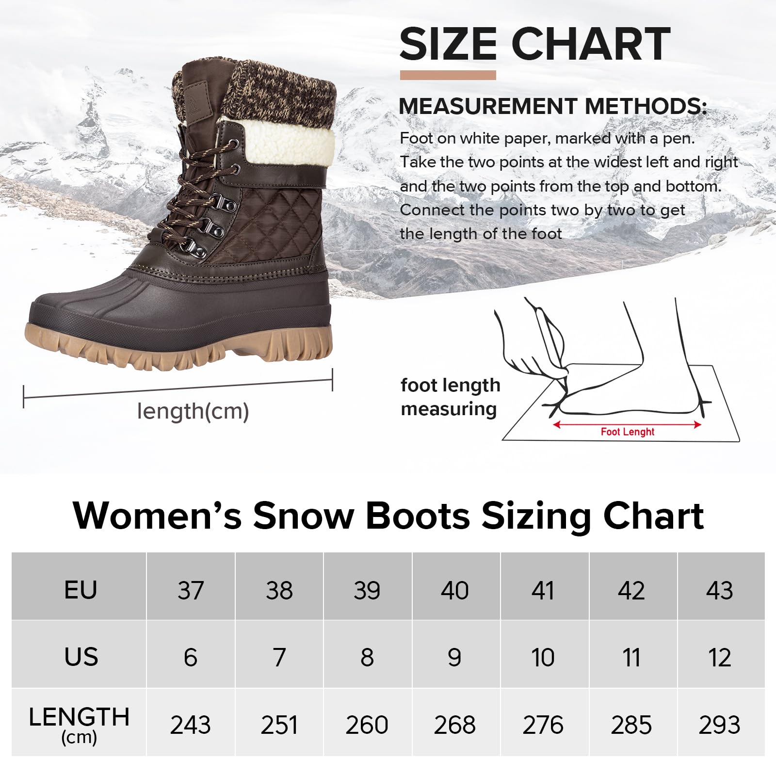 CAMEL CROWN Women's Winter Snow Boots - Waterproof Anti-Slip Fur Lined for Outdoor Hiking