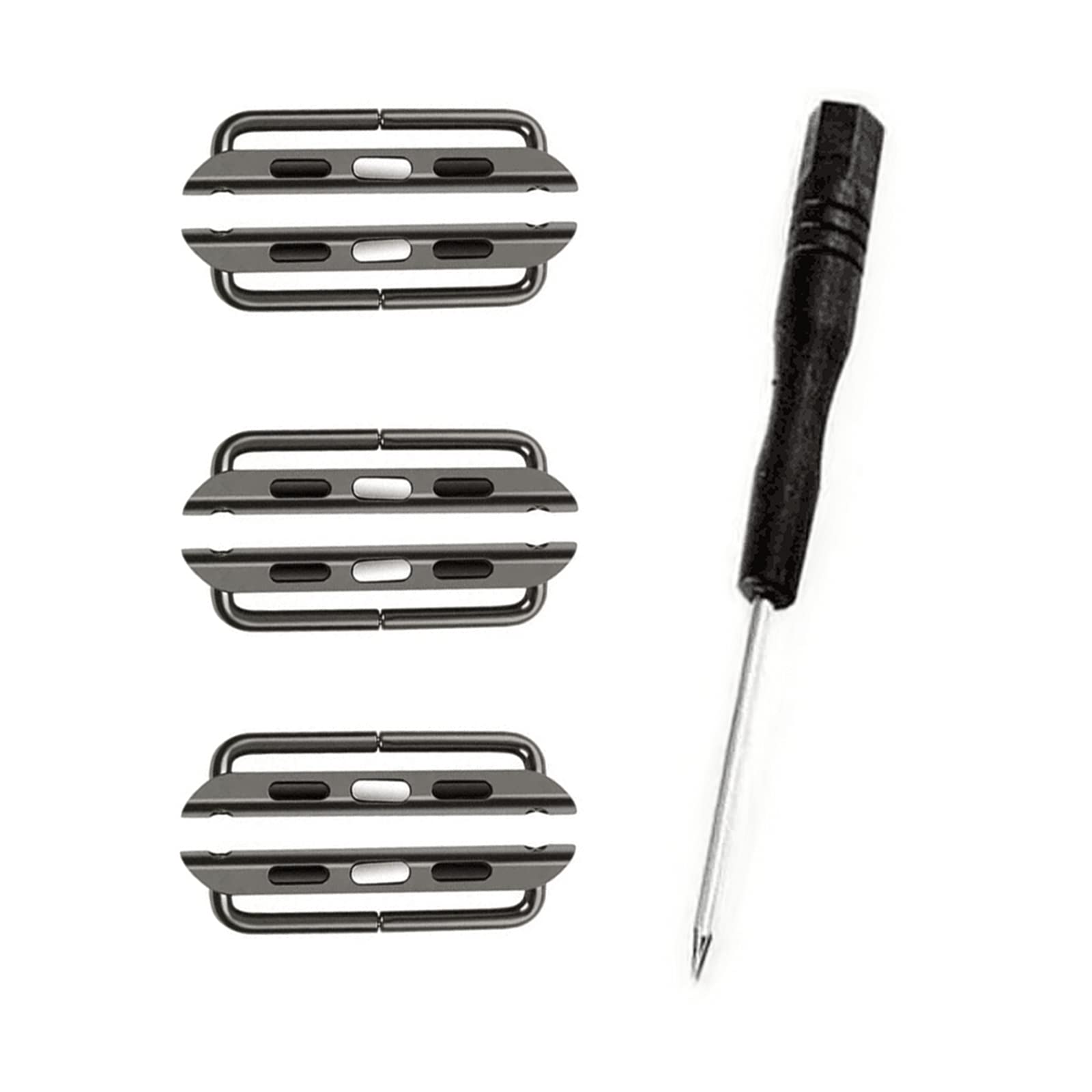 3 Pack Watch Band Connector Kit - Compatible with 38mm & 40mm Watches - Includes Replacement Tool & Black Watch Strap - Perfect for Apple Watch, Samsung Galaxy & Smartwatch Accessories Replacement