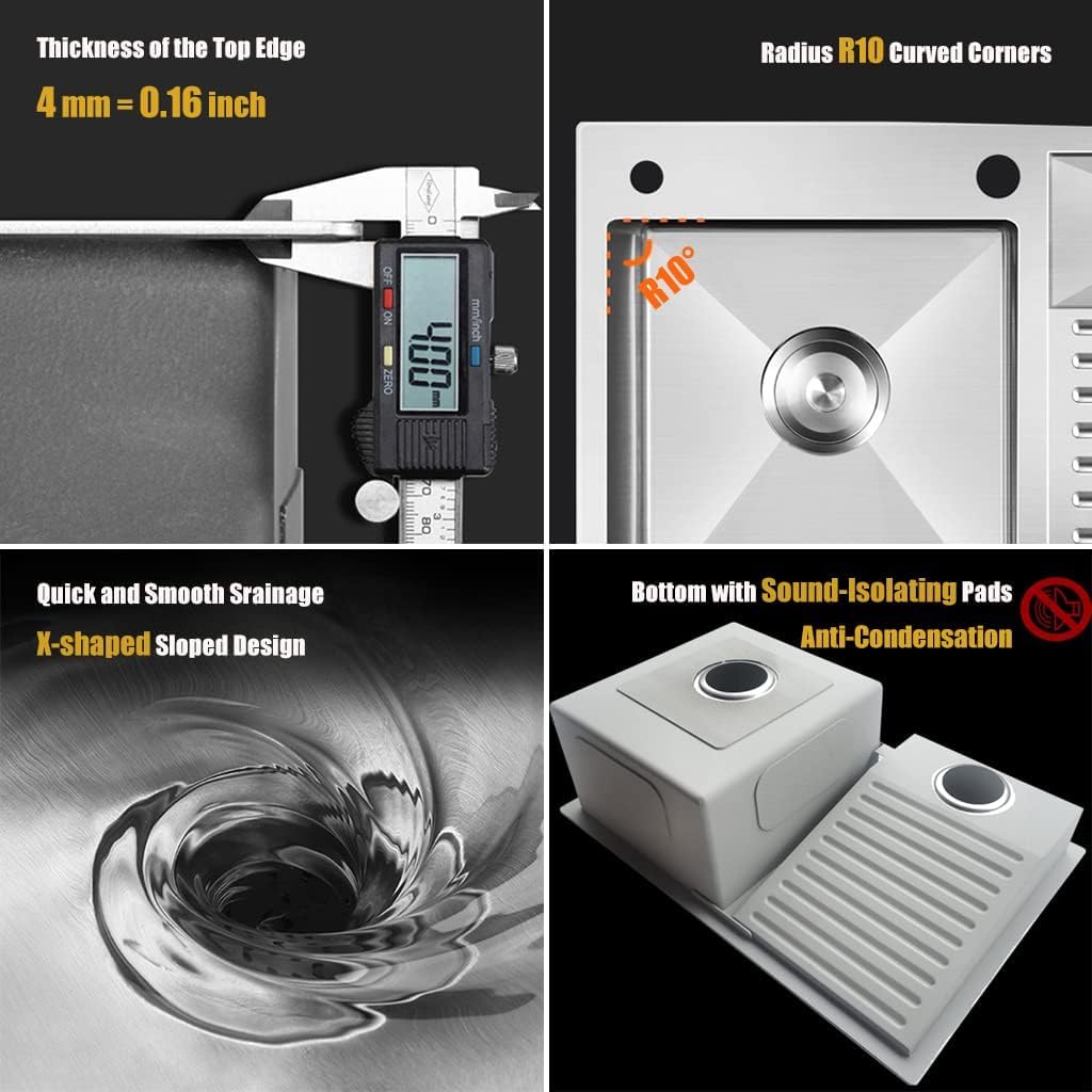Stainless Steel Utility Sink with Washboard - 27.5 x 18.9 Inch Laundry Room & Basement Sink for Washing Clothes, Cleaning Pets, and Garden Tools - Heavy Duty Double Basin Kitchen Sink for Bathroom, Balcony & Household Use - Easy to Clean & Durable Design