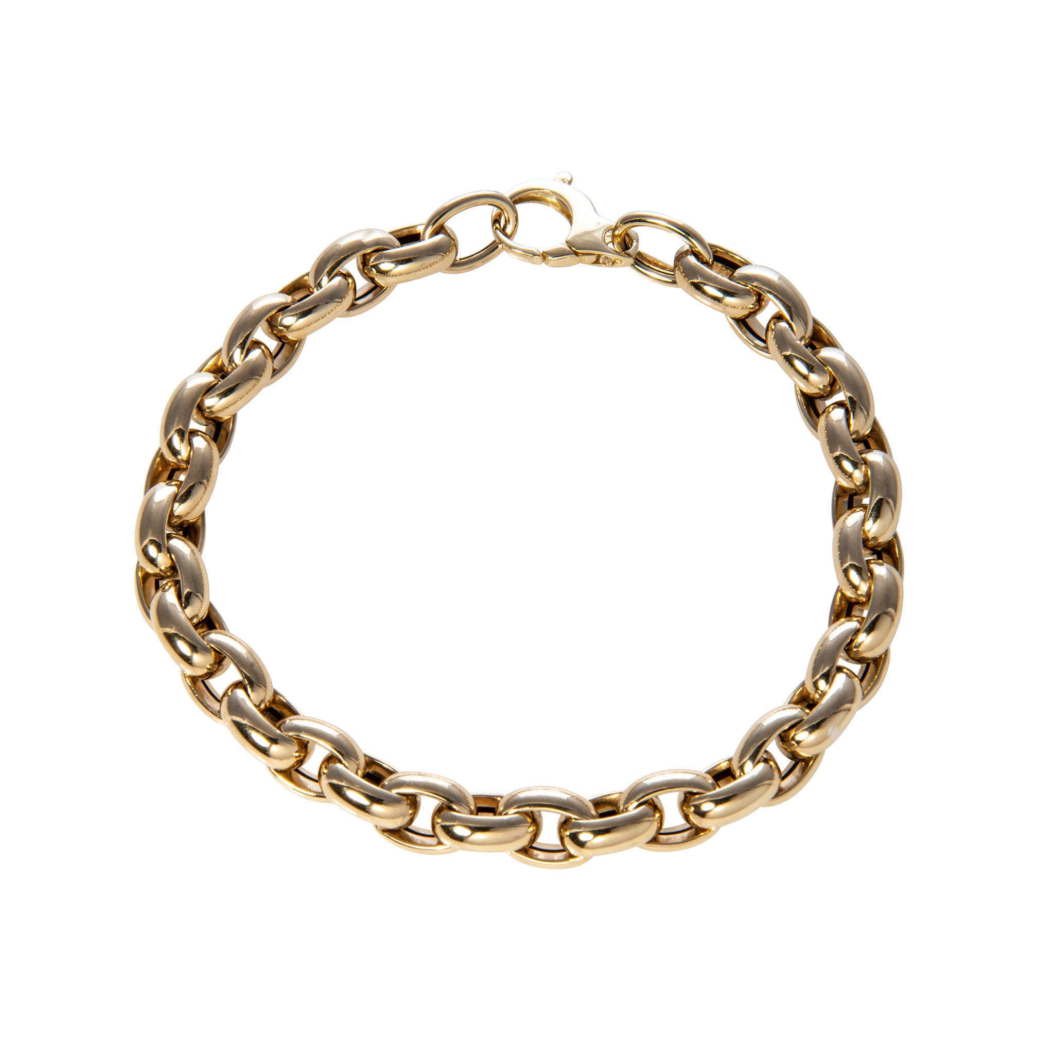 14K Yellow Gold Italian Small Chunky Oval Link Bracelet for Women - Elegant Fashion Jewelry Gift for Birthday, Anniversary & Special Occasions