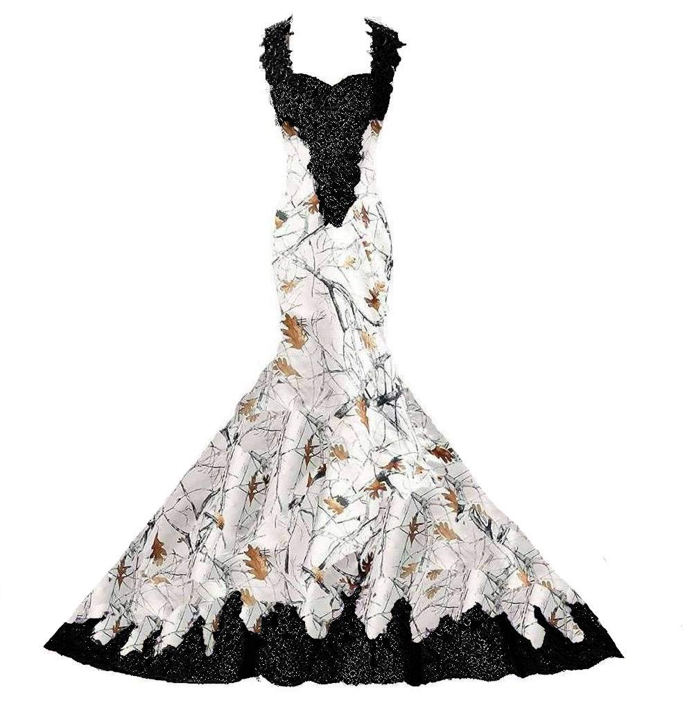 YINGJIABride Mermaid Wedding Dress - Camouflage & Lace Bridal Gown with Straps for Beach, Church, and Reception Ceremonies