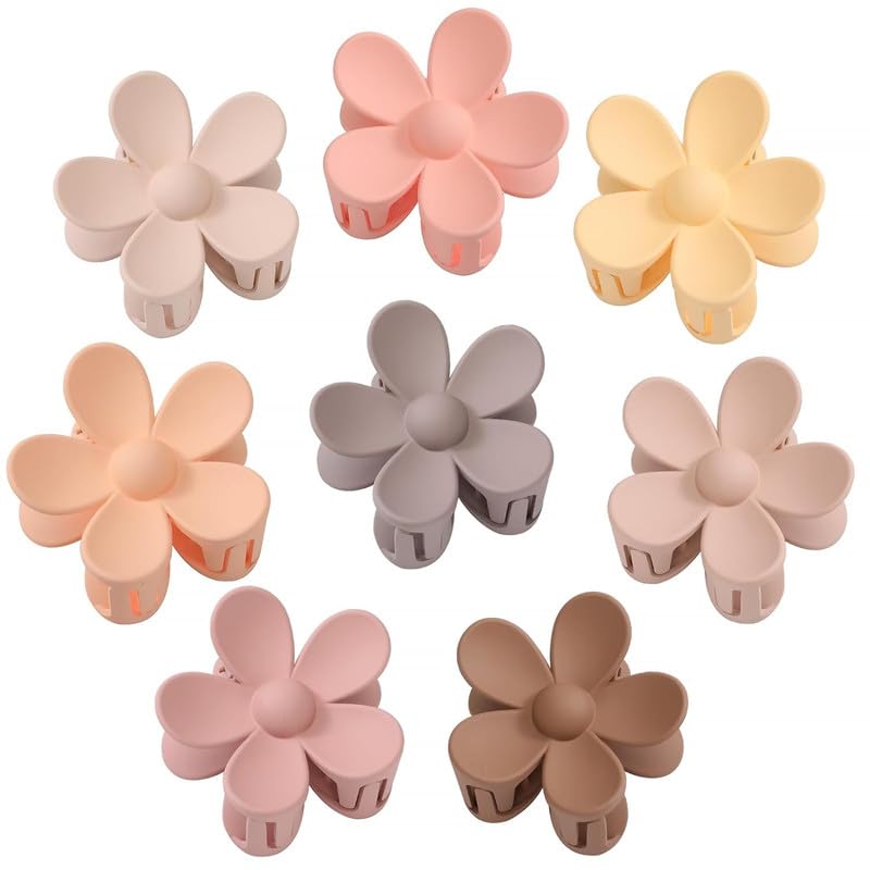 Staila 6 Pack Matte Flower Hair Claw Clips for Women & Girls - Large Hair Clips for Thick & Thin Hair, Long & Short Hairstyles - Perfect Hair Accessories for Everyday Use, Work, School & Gifts (Multicolor)