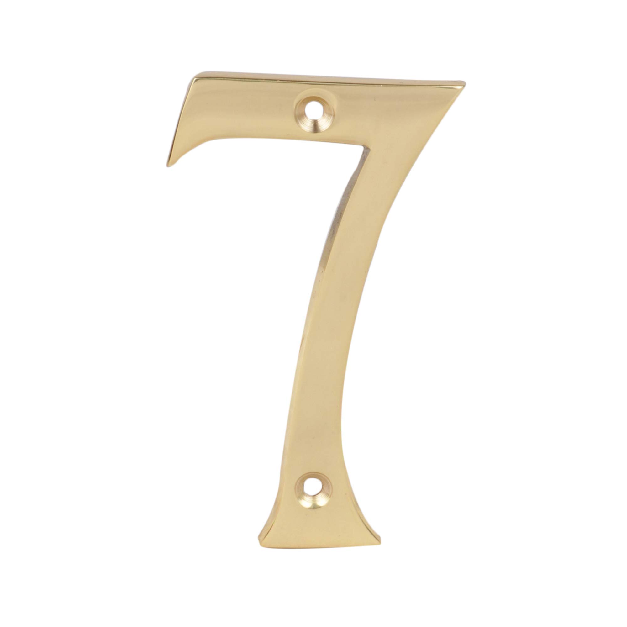 Skandh 4 Inch Solid Brass House Numbers - Polished Brass Lacquered (Set of 7) - Durable Outdoor Address Plaque for Mailbox, Front Door & Garden Decor