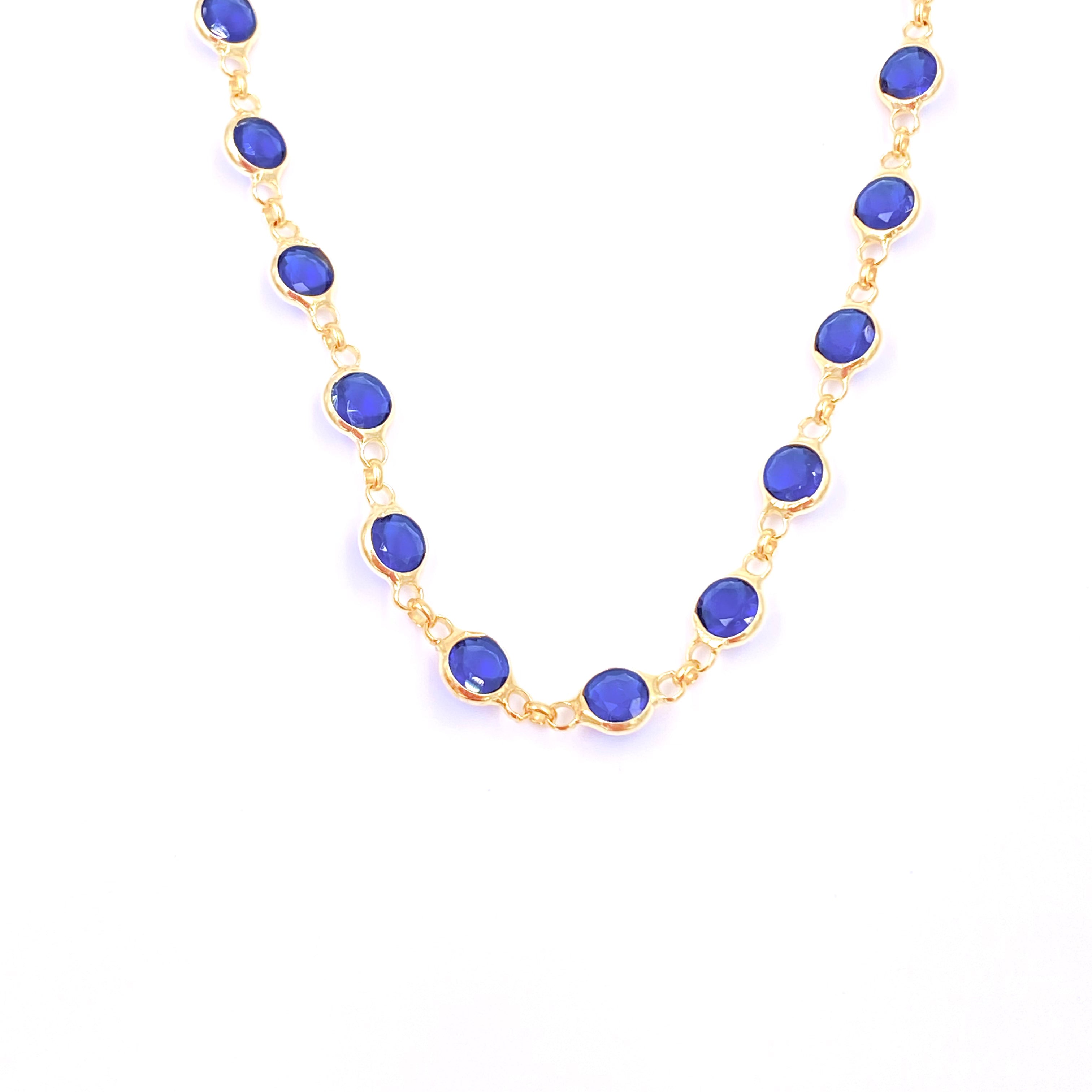 Ashley Gold Sterling Silver Gold Plated CZ Bezel Necklace with Colorful Gemstones - Elegant Jewelry for Women, Perfect for Parties, Weddings & Special Occasions