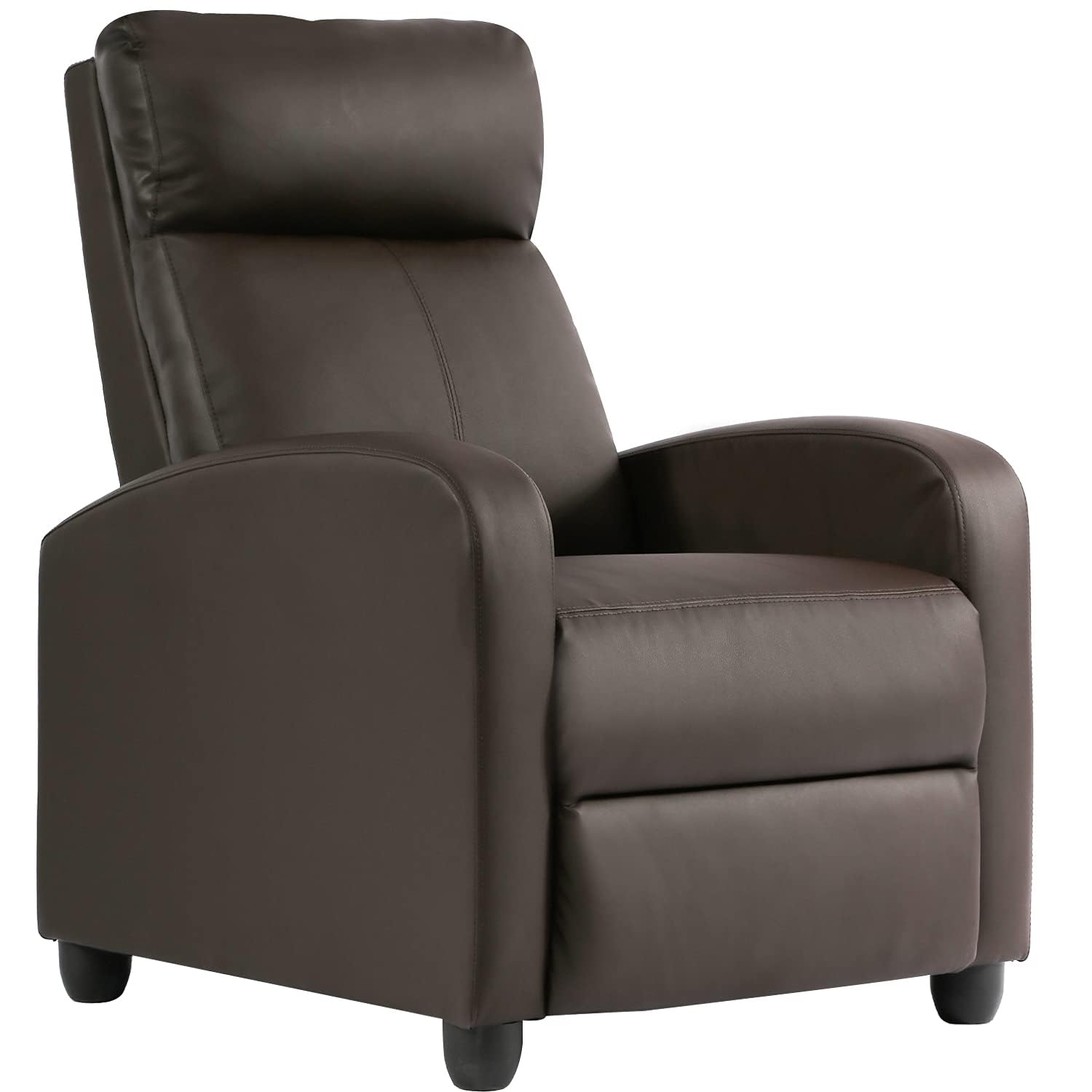 FDW Leather Recliner Chair - Single Reclining Sofa with Padded Seat & Backrest - Brown Home Theater Seating for Living Room, Lounge & Entertainment Spaces - Comfortable Chaise for Relaxing, Watching Movies & Reading