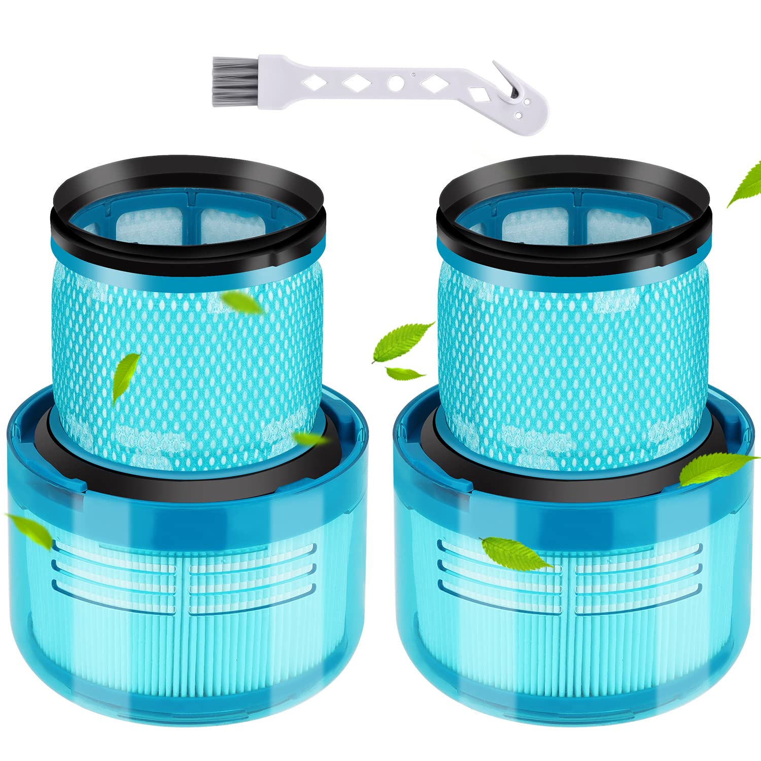 2 Pack Genuine Vacuum Filters Replacement for Dyson V15 Detect/V15 Detect+/V11 Torque Drive/V11 Animal/SV14 Cordless Stick Vacuum Cleaners - Compatible with Part No. 970013-02 - Perfect for Pet Hair, Allergies & Deep Cleaning at Home