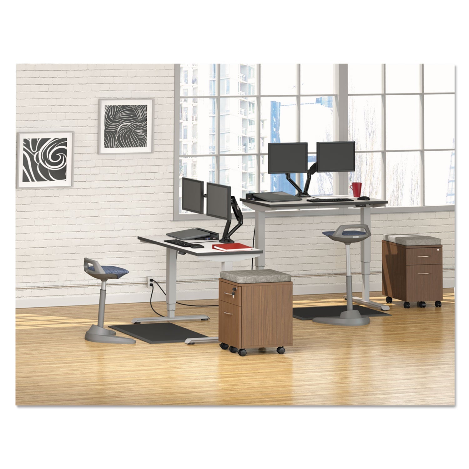 Alera Valencia Series Mobile Pedestal with 2 Drawers - Left/Right Handed, Box/File Storage for Legal/Letter Size, Modern Walnut Finish (15.88