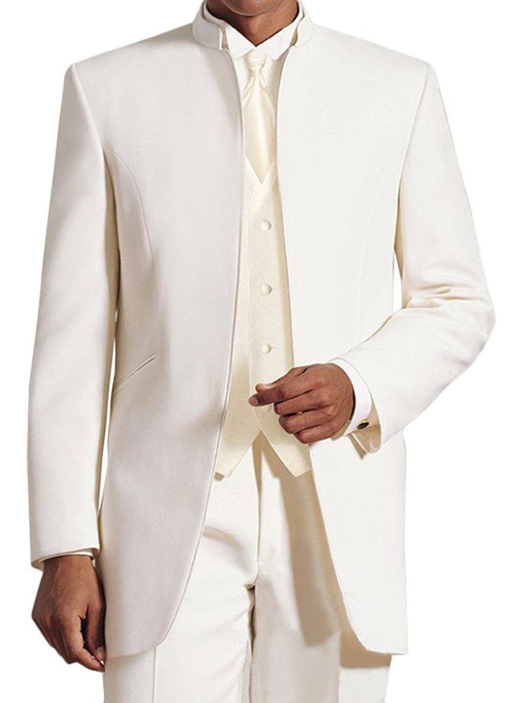 Men's Classic White Tuxedo Suit 3-Piece Set with Notch Lapel for Weddings, Prom & Formal Events - Slim Fit Groom Suit with Vest & Pants