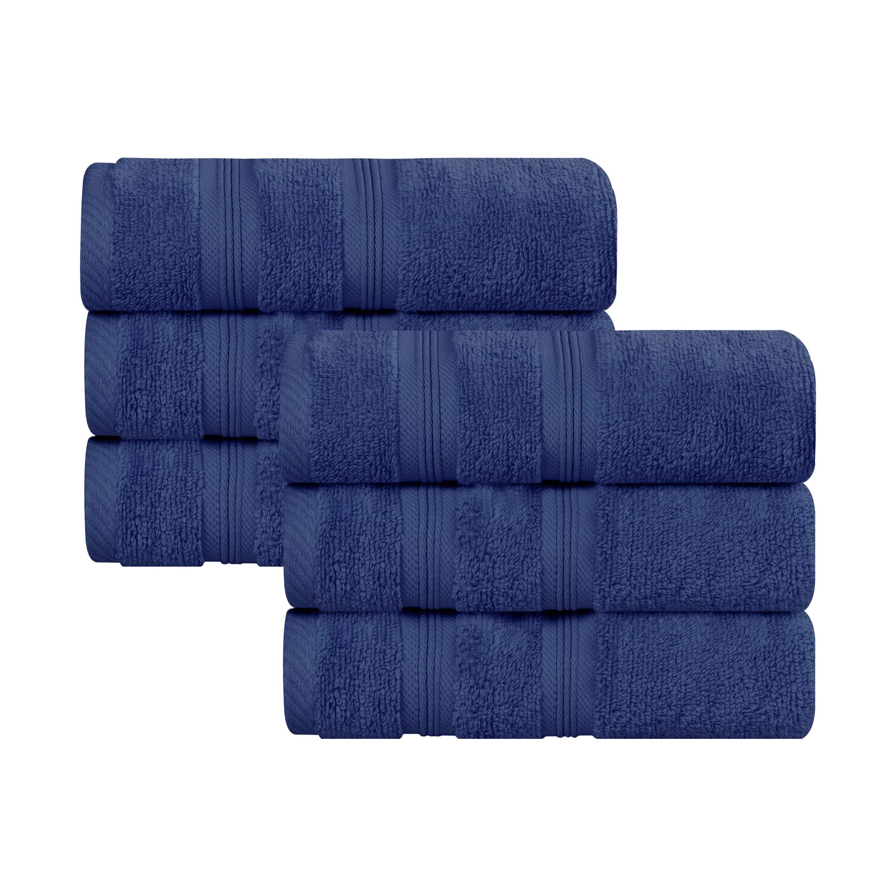 Premium 6-Pack Smart Dry Zero Twist Medium Weight Cotton Hand Towels - Soft, Absorbent & Quick-Drying for Bathroom, Kitchen & Gym Use