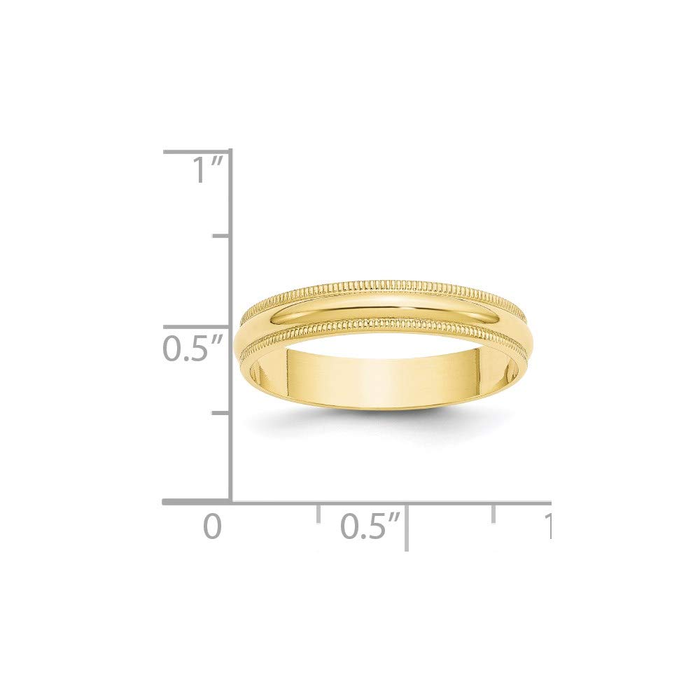 10K Yellow Gold 4mm Lightweight Milgrain Half Round Wedding Band Ring for Women - Elegant Bridal Engagement Jewelry Gift for Her - Perfect for Proposals, Anniversaries & Special Occasions