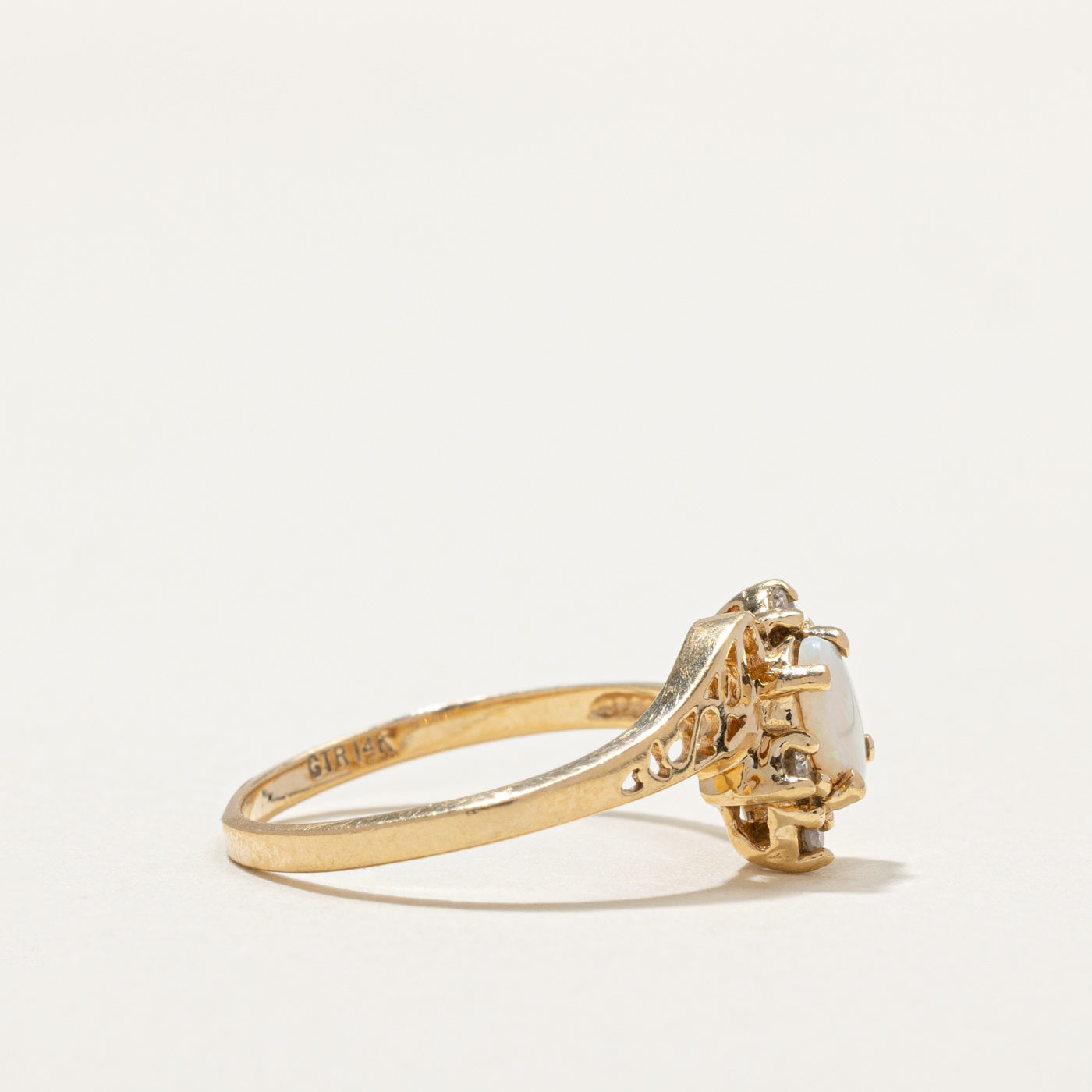 Opal and Diamond Bypass Ring - 0.46ct Opal with 0.05ctw Diamonds - Size 6 - Elegant Jewelry for Weddings, Anniversaries, and Special Occasions