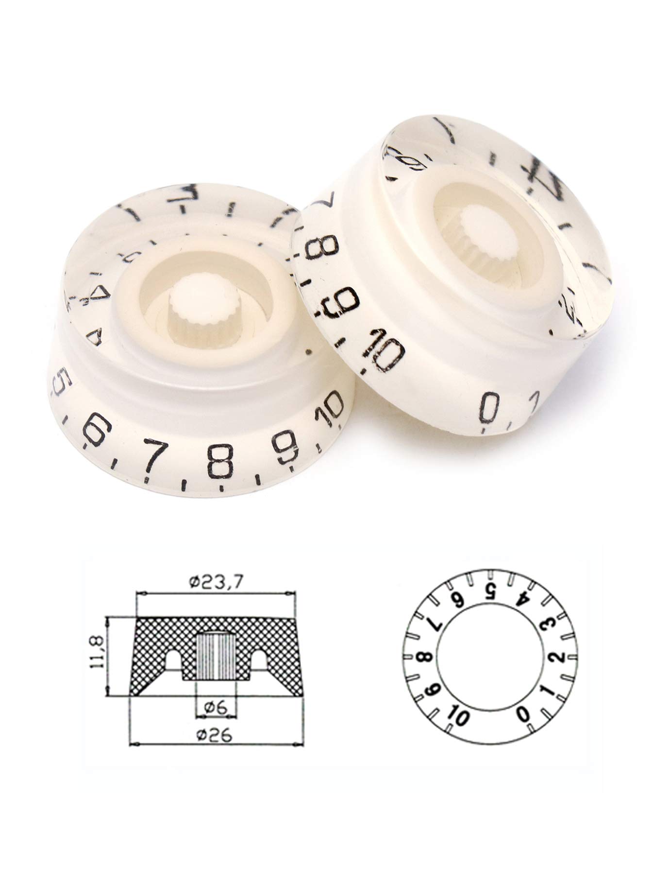 Premium Electric Guitar Control Knobs Set - 4Pcs White Speed Volume Tone Top Hat Knobs for Les Paul LP Style Replacement | Perfect for DIY Guitar Upgrades & Professional Repairs