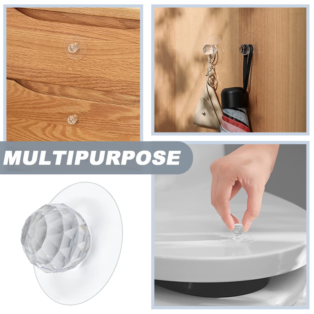 4 Pcs Clear Acrylic Knobs - No Drill Self-Adhesive for Drawers & Cabinets - 1.1 Inch - Perfect for Wardrobe & Bookcase