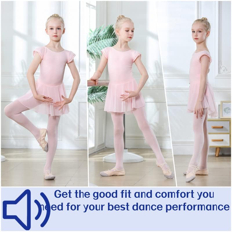 DIPUG Girls Ballet Leotard with Skirt - Toddler Dance Leotard with Flutter Sleeves & Criss Cross Back - Perfect for Ballet Class, Recitals & Dance Practice