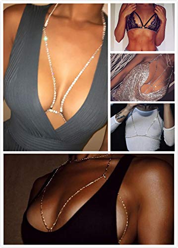 Shining Rhinestone Body Chain for Women - Crystal Bra & Waist Belly Bikini Chain - Silver Body Jewelry for Beach, Night Club & Party Accessories | Perfect for Summer Vacations, Pool Parties & Festive Events
