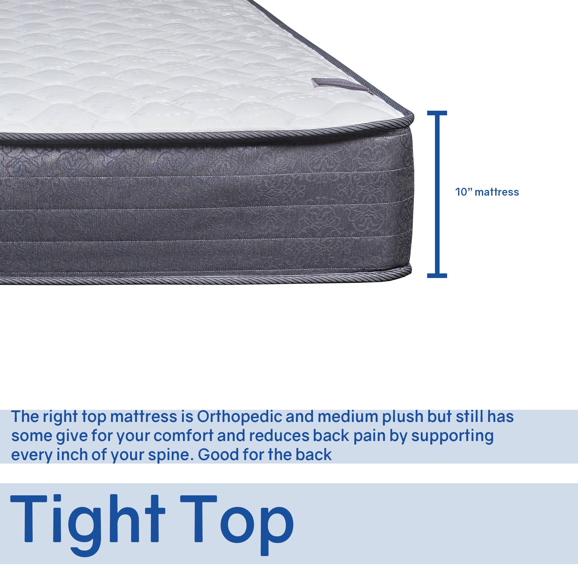 Medium Plush Tight Top Innerspring Mattress - Fully Assembled Full Size for Back Support | Perfect for Bedrooms, Guest Rooms & Dormitories