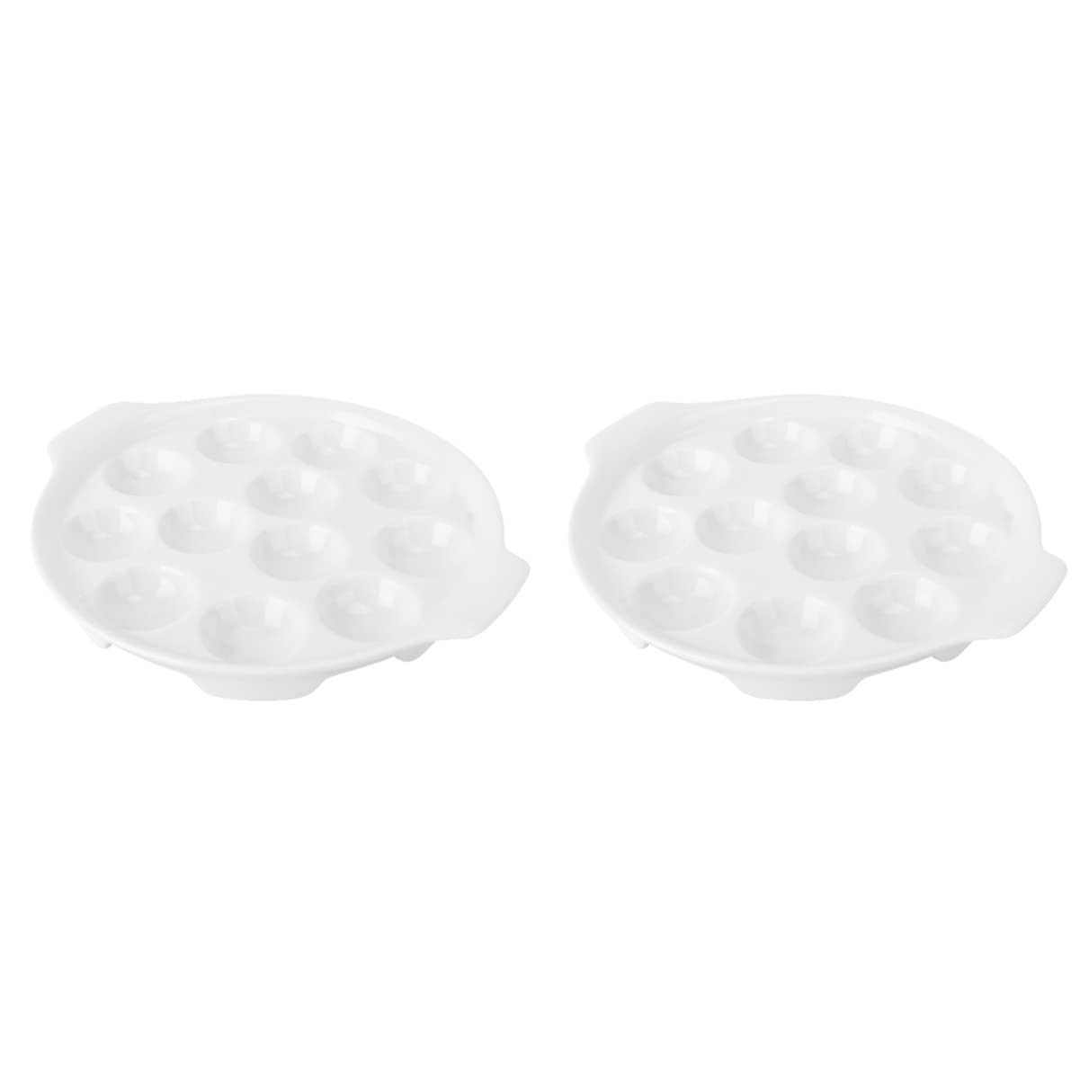 Yardwe White Ceramic Escargot Dish Set - 2-Piece Porcelain Appetizer Plates for Snails, Seafood & Tapas | Perfect for French Cuisine, Dinner Parties & Gourmet Serving