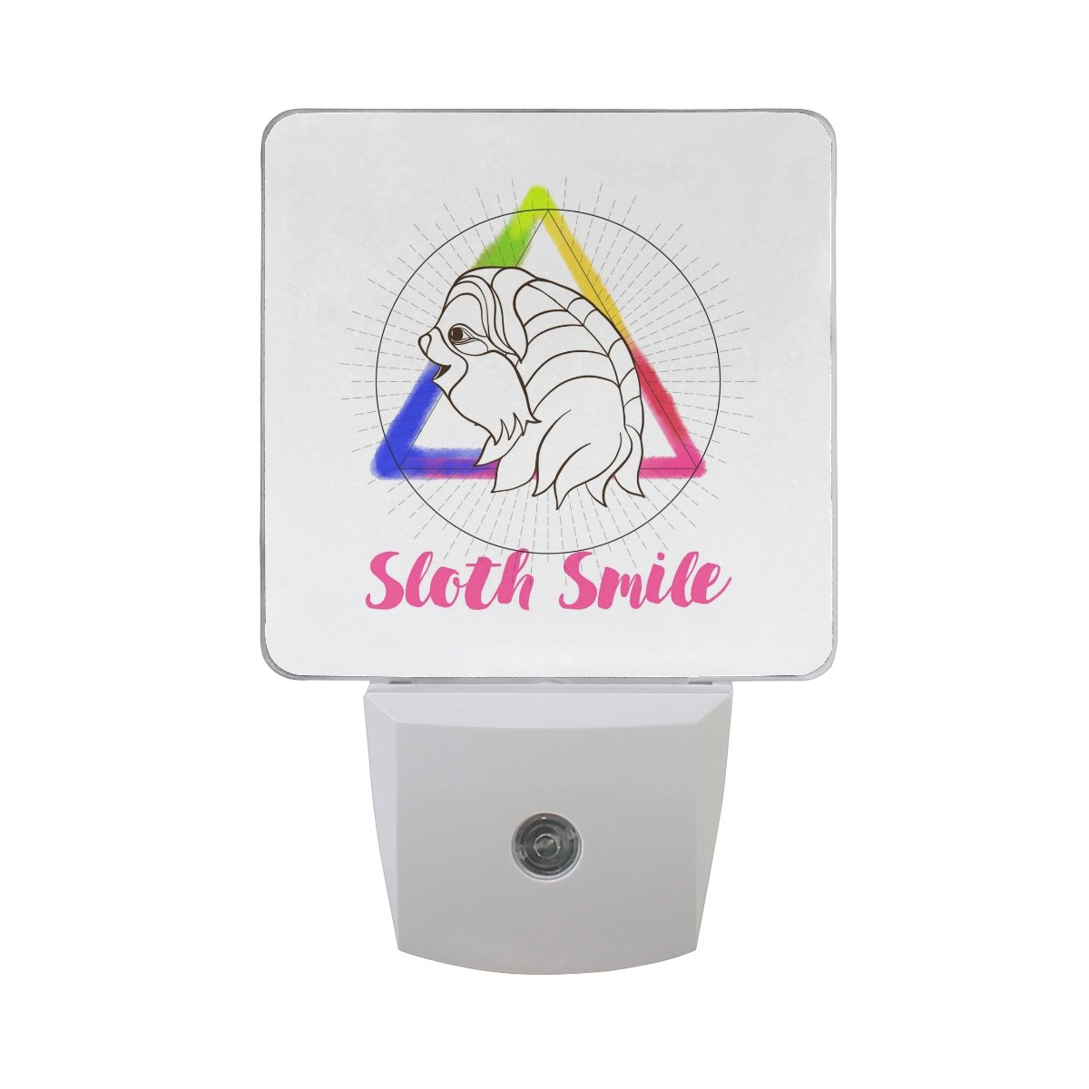 Set of 2 Sloth Night Lights with Sacred Geometry Design - Auto Sensor LED Plug-in Lamp for Bedroom, Nursery, or Living Room - Dusk to Dawn Lighting for Adults & Kids