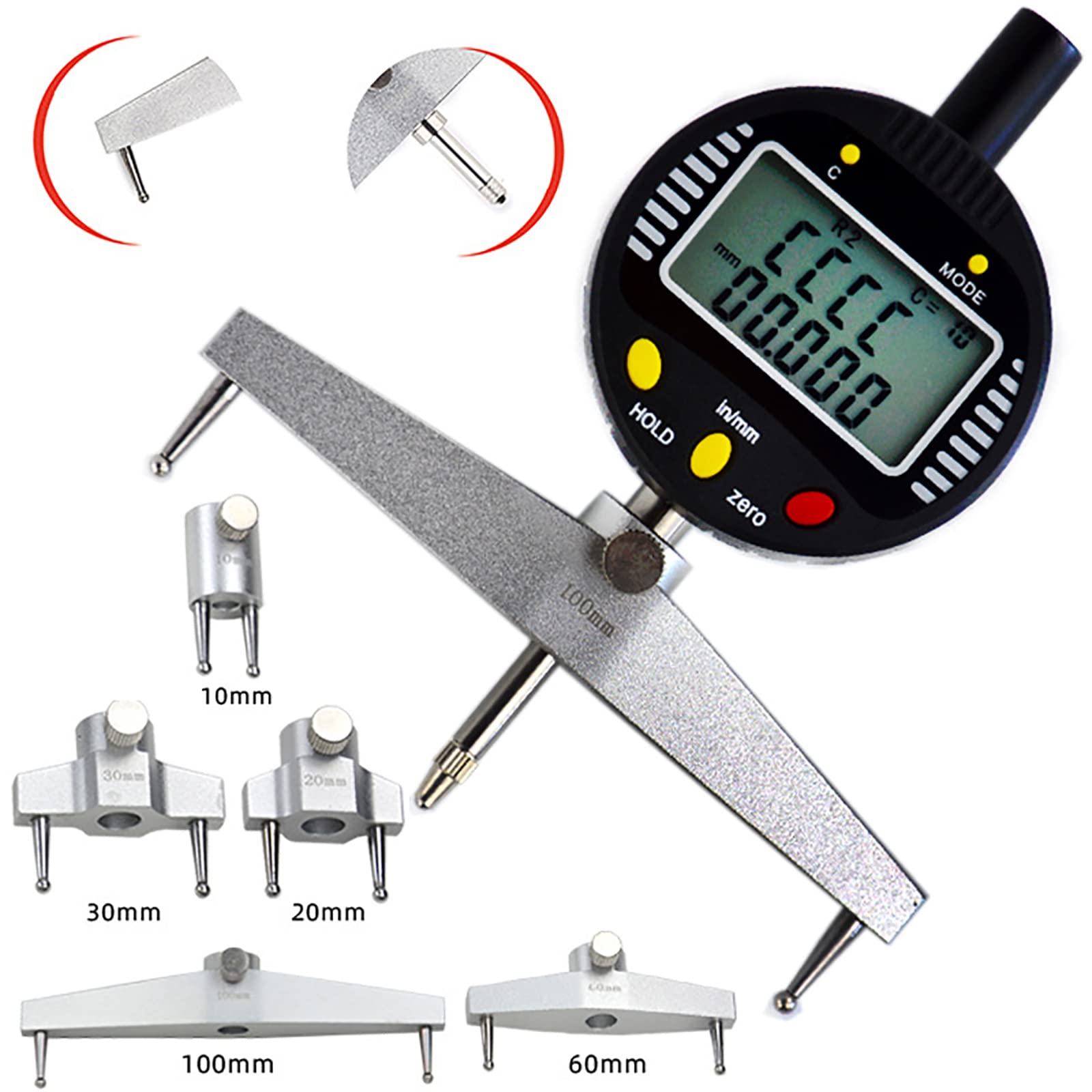 High Precision Digital Radius Gauge - Electronic Radius Indicator Tool for Measuring 0.2