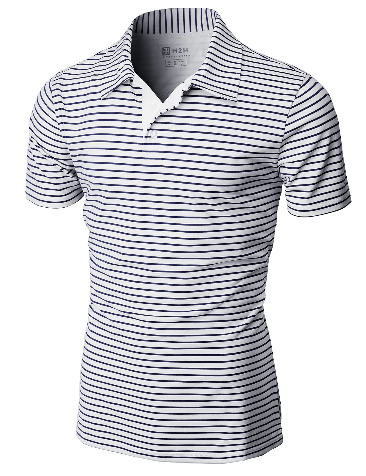 H2H Men's Casual Slim Fit Polo Shirts - Breathable & Stylish for Work, Golf, and Everyday Wear