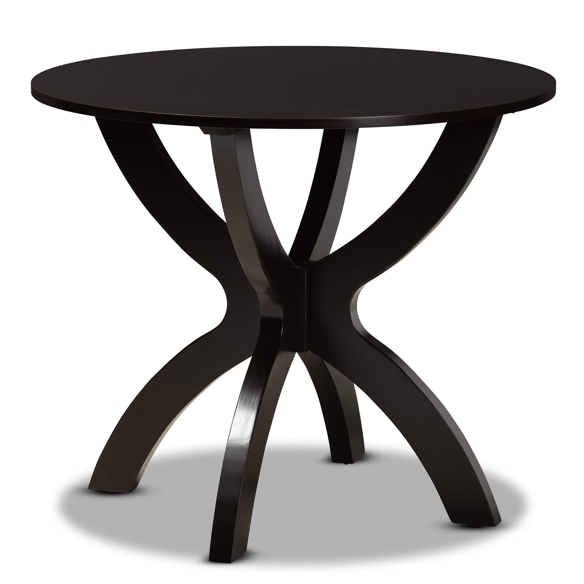 Baxton Studio Modern 5-Piece Dining Set - Grey & Dark Brown Wood Table with 4 Upholstered Chairs | Perfect for Small Spaces, Breakfast Nooks & Apartment Dining Rooms
