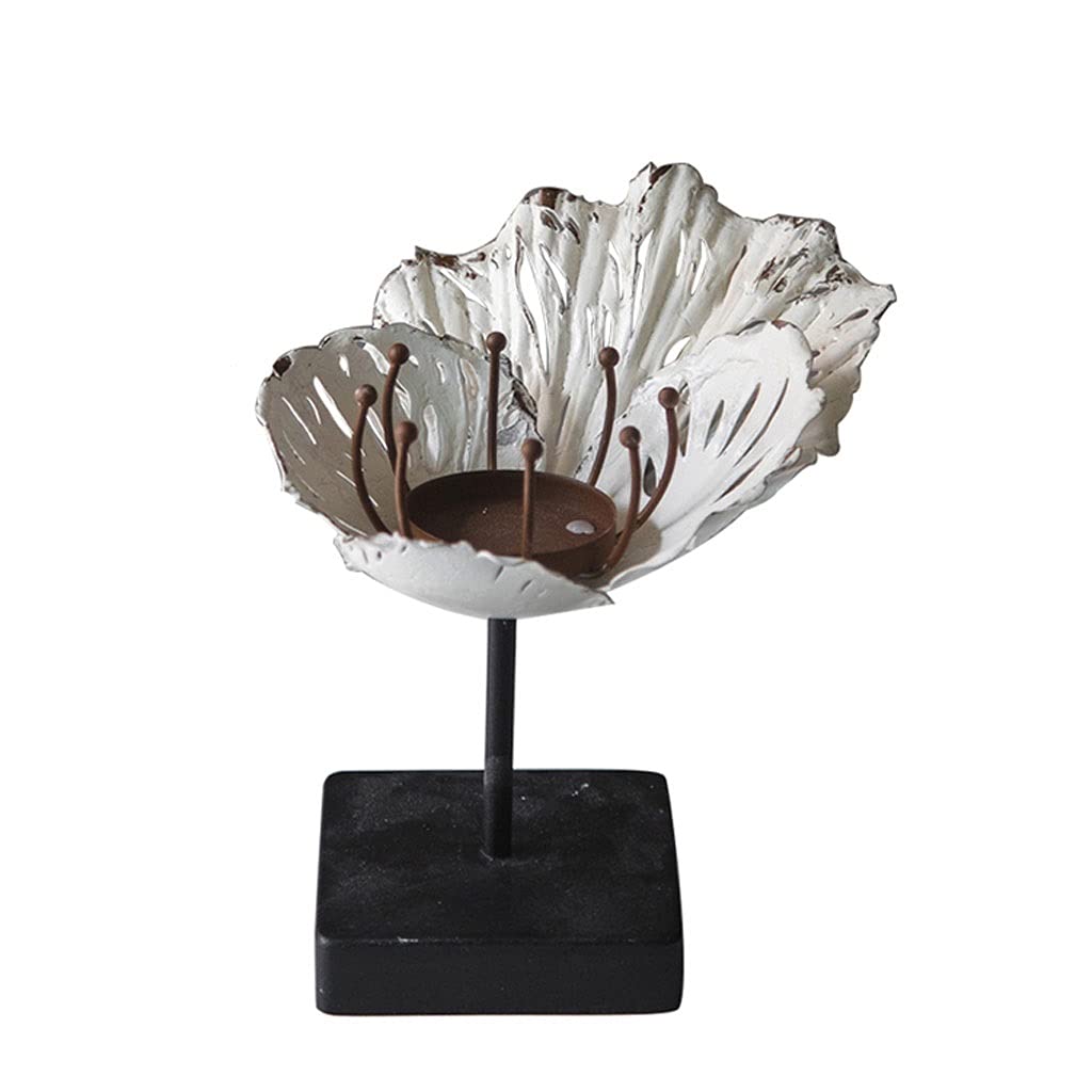 Vintage Wrought Iron Candle Holder Stand - Retro Lotus Design for Home & Garden Decor, Wedding Centerpiece, Romantic Dinner, Outdoor Patio Lighting (Color A)