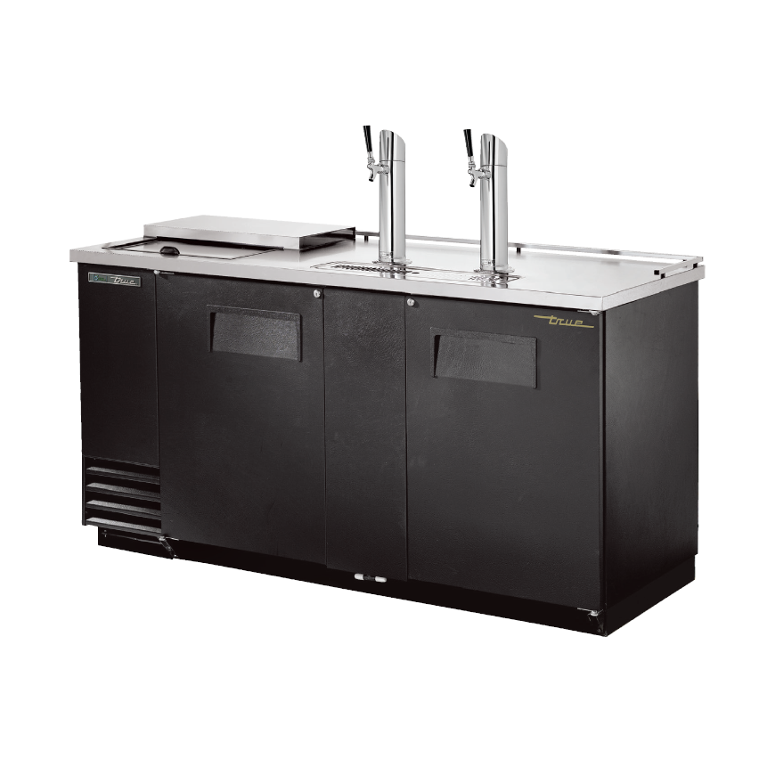 True 69 Club Top Draft Beer Dispenser with 2 Taps & 3 Keg Capacity - Commercial Grade Black Stainless Steel Kegerator for Home Bars, Restaurants, and Parties | Perfect for Entertaining Guests and Serving Fresh Draft Beer