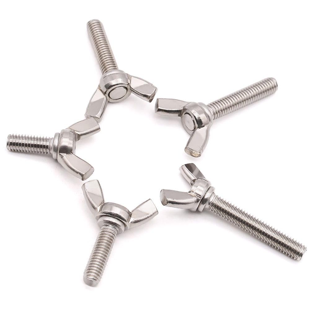 12 Pack M6-1.0 x 50mm 304 Stainless Steel Wing Bolts Thumb Screws - UNC Coarse Thread, Bright Finish - Perfect for Furniture Assembly, DIY Projects & Machinery Fastening