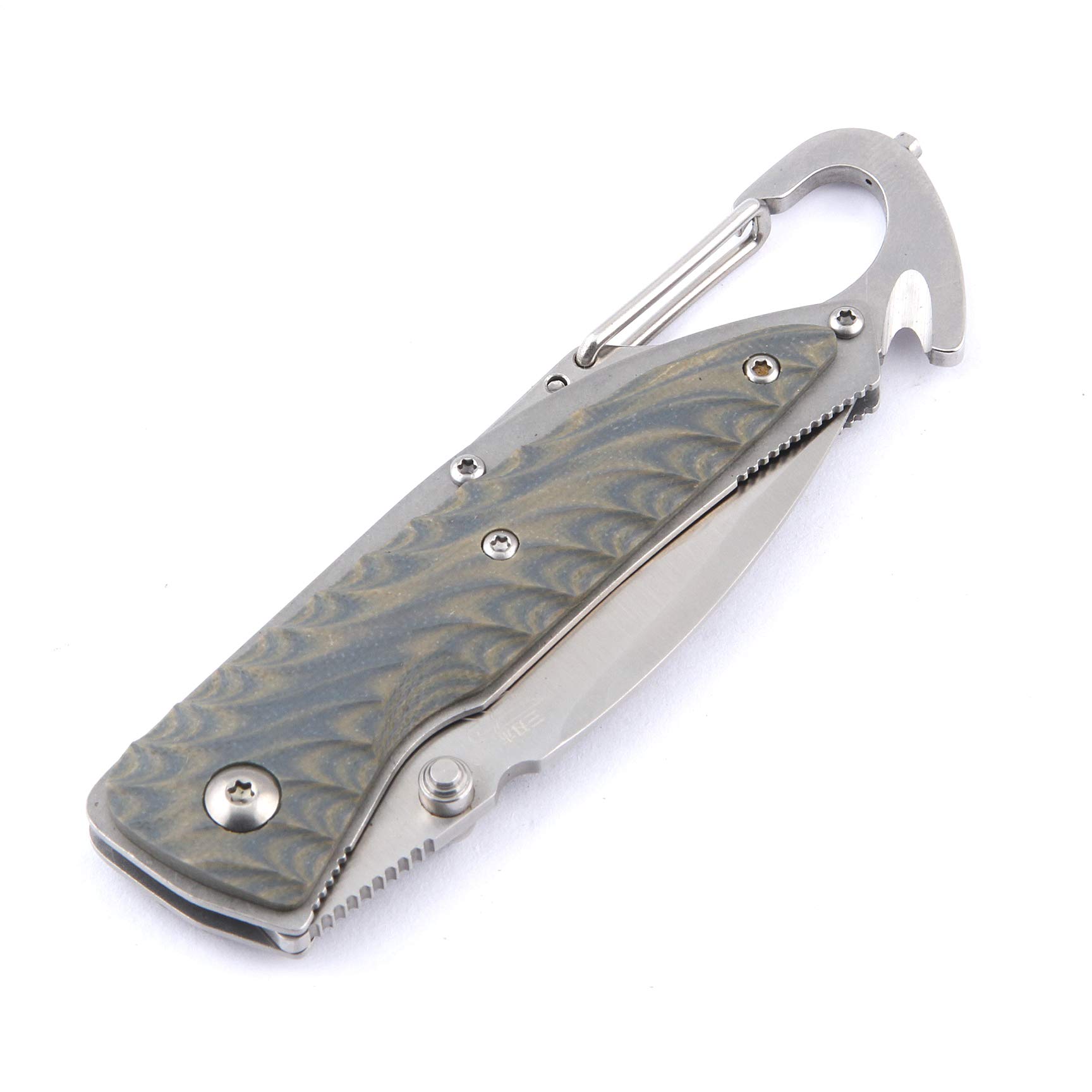 Sanrenmu 7053LUC G10 Handle Folding Pocket Knife with Liner Lock - EDC, Camping, Hiking & Outdoor Survival Gear