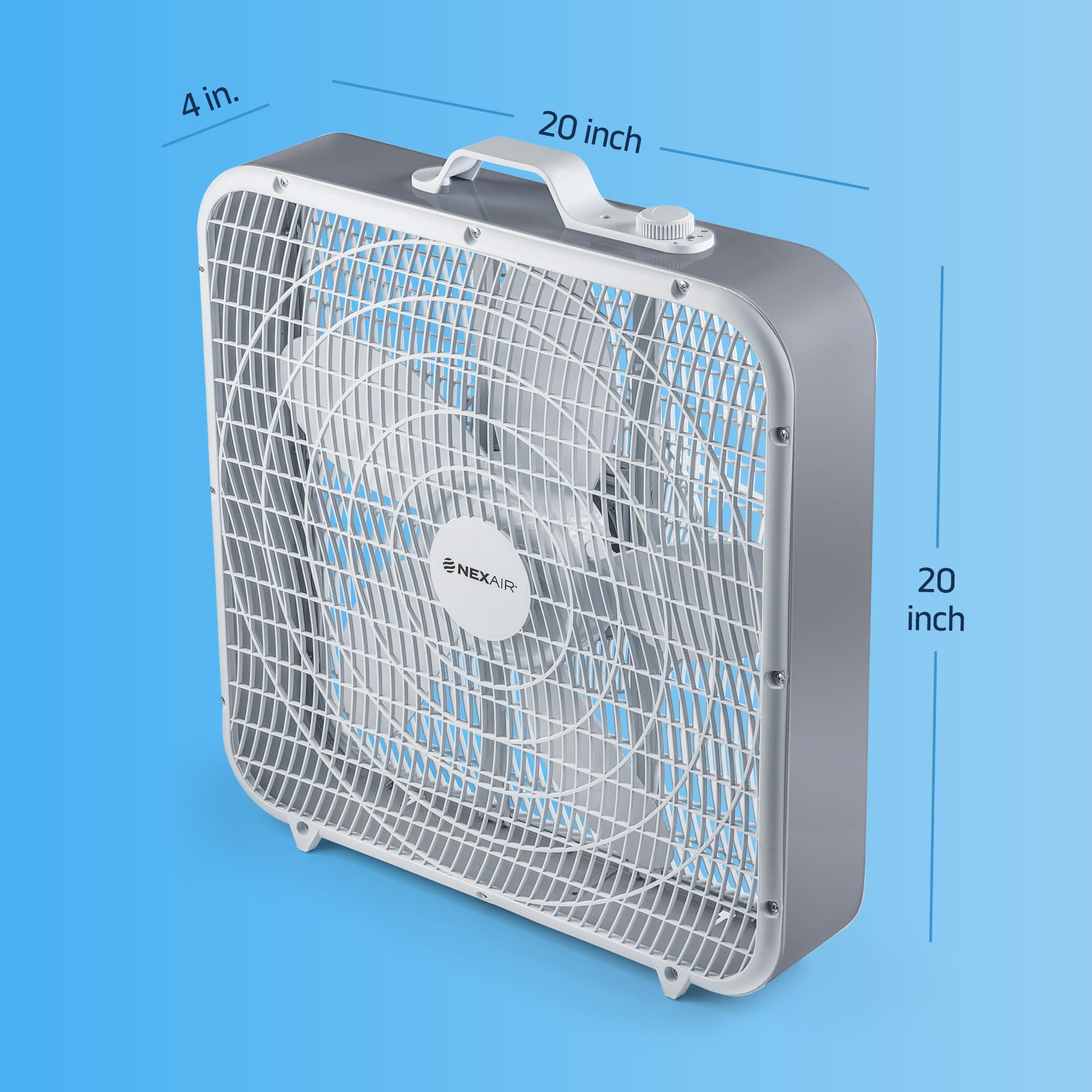 20 Inch Floor Box Fan with 3 Speed Settings - Powerful 5 Blade Quiet Operation, Lightweight & Stable Design - Child Safety Grill for Bedroom, Office, or Living Room - High Quality Cooling Fan for Home & Workspace