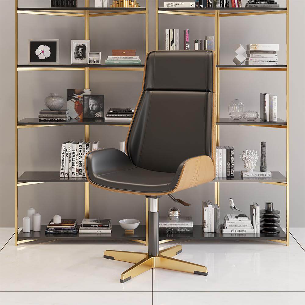 Premium Leather Modern Home Office Chair - Ergonomic High Back Executive Desk Chair with Lumbar Support - Perfect for Working from Home, Gaming & Conference Rooms