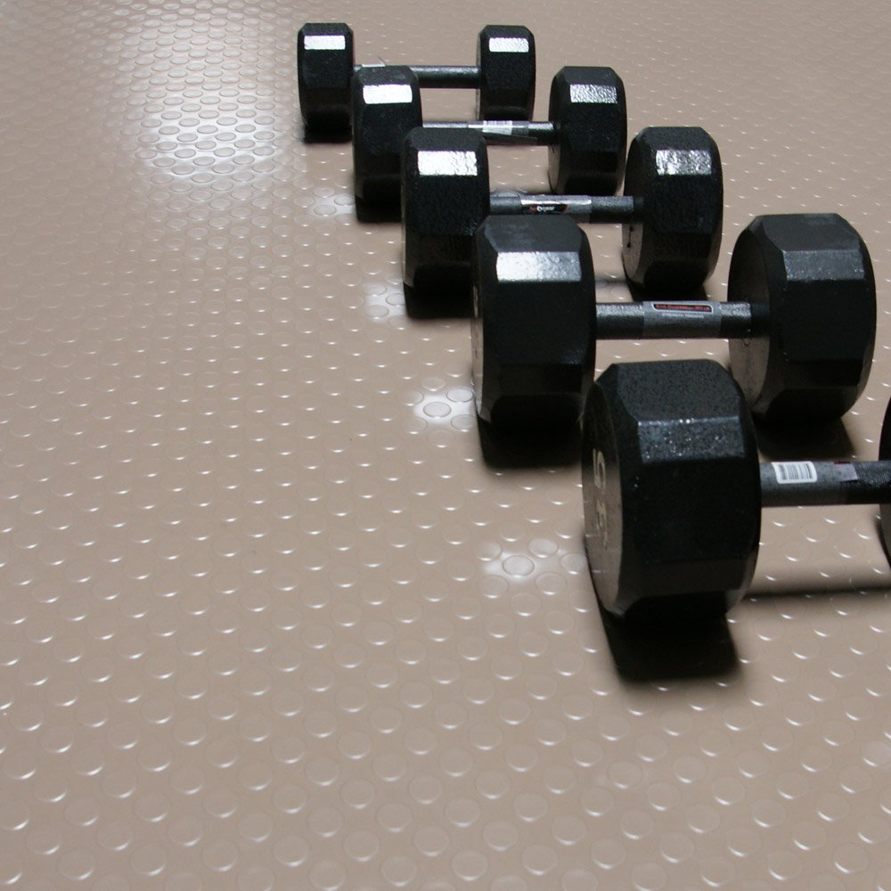 Rubber-Cal Coin Grip Metallic PVC Flooring - Non-Slip Garage Floor Mats, Workshop & Gym Flooring for Safety and Durability