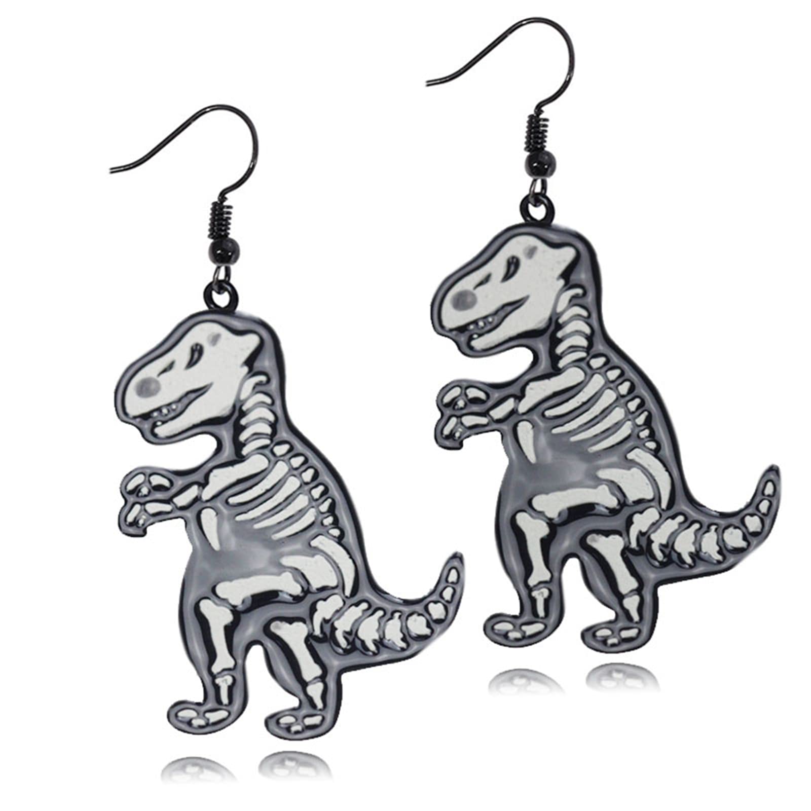 WCRAZYE Punk Party Dinosaur Earrings for Women & Men - Handmade Enamel Cartoon Animal Dangle Earrings, Cool Gothic Jewelry for Concerts, Halloween Costume & Alternative Fashion