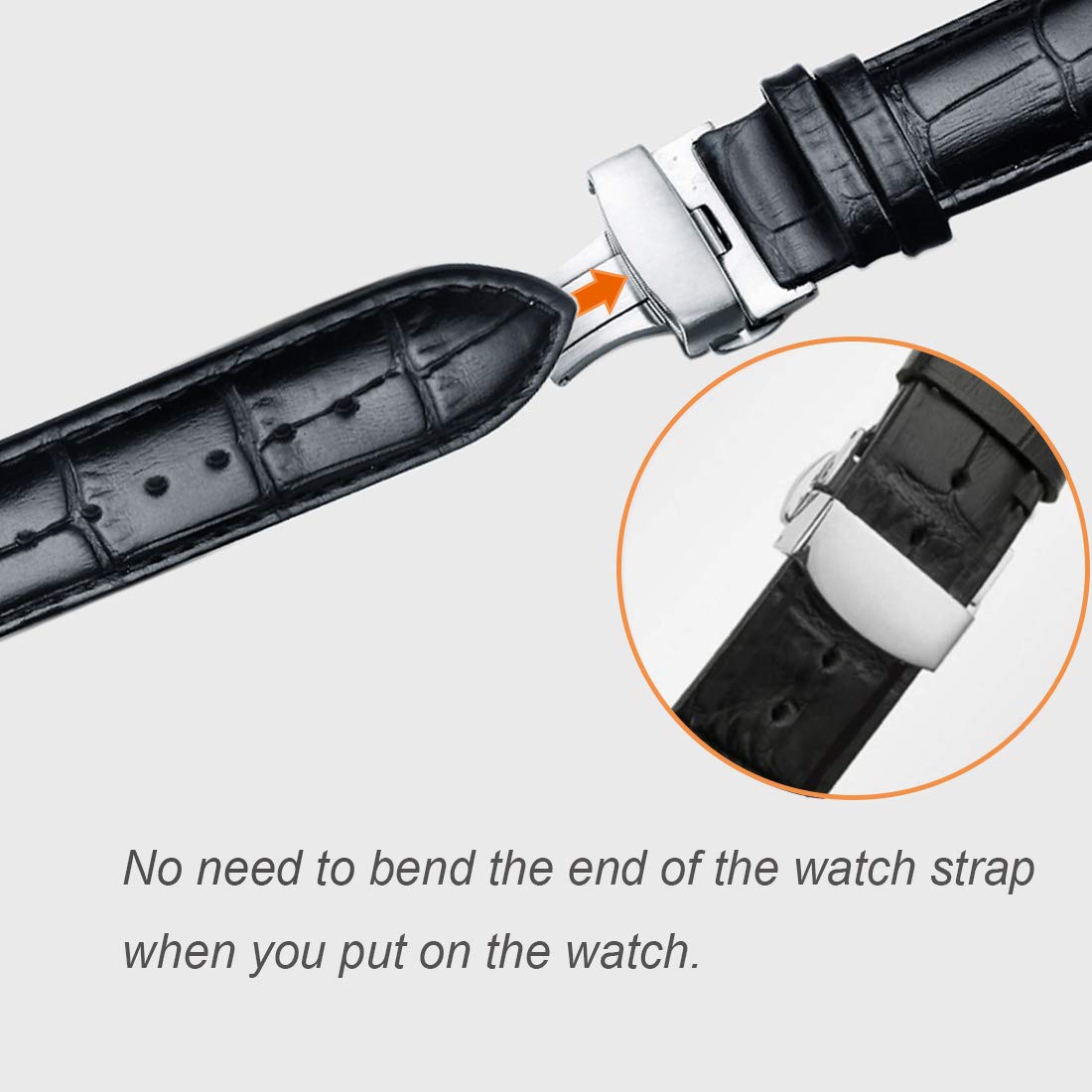 Stainless Steel Butterfly Deployment Watch Clasp - Replacement Buckle for Leather Watch Bands | Secure & Adjustable Watch Accessory for Men & Women | Perfect for Dress Watches, Business Attire & Everyday Wear