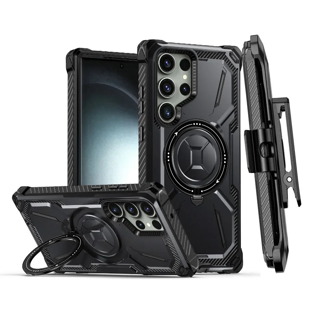 Samsung Galaxy S25 Ultra Phone Case with Belt Clip & MagSafe Magnetic Ring - Secure & Hands-Free for Outdoor, Work & Travel