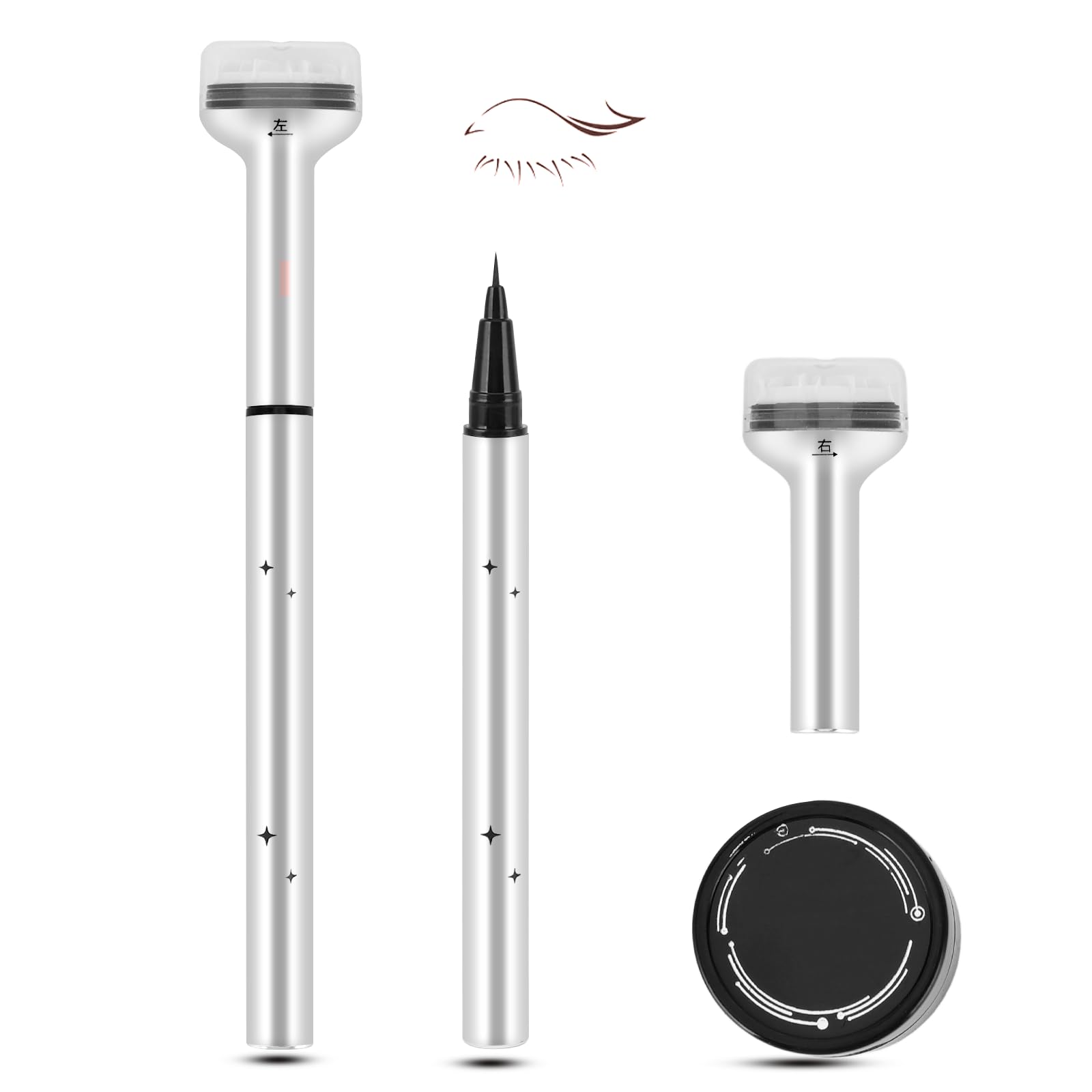 VINGVO 2-in-1 Lower Eyelash Stamp Kit - Easy Bottom Lash Stamp Tool for Beginners (Brown) | Quick Eye Makeup for Everyday & Party Looks
